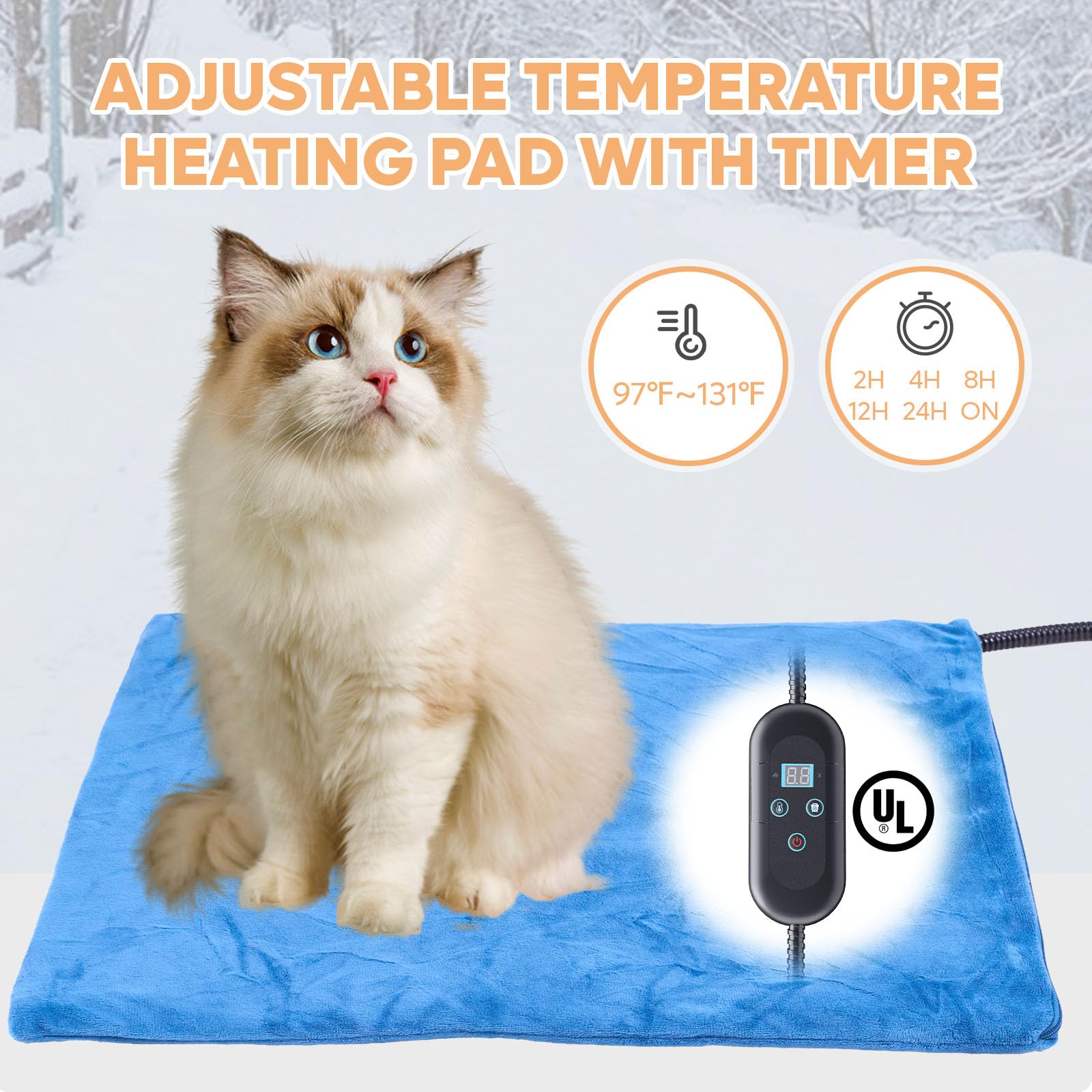 Bestier Heated Outdoor Cat House For Winter, Weatherproof Outside Feral Cat Shelter With Timer & Adjustable Heating Pad, Insulat