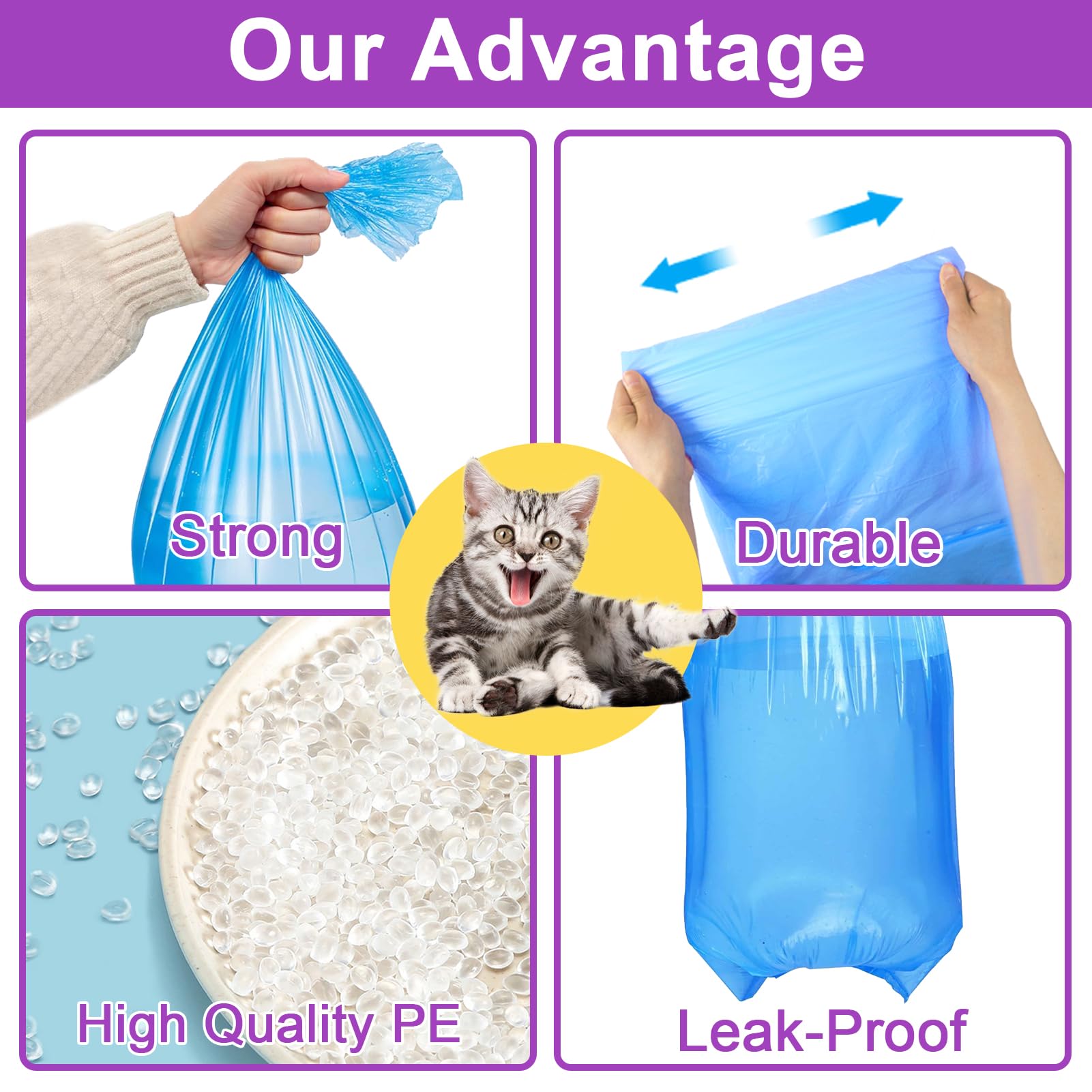Sohbcle Cat Litter Refill Bags | 24Ft 8-Pack | Odor Control Cat Litter Bags | Compatible With Pet Genie Refills Standard,Plus,St
