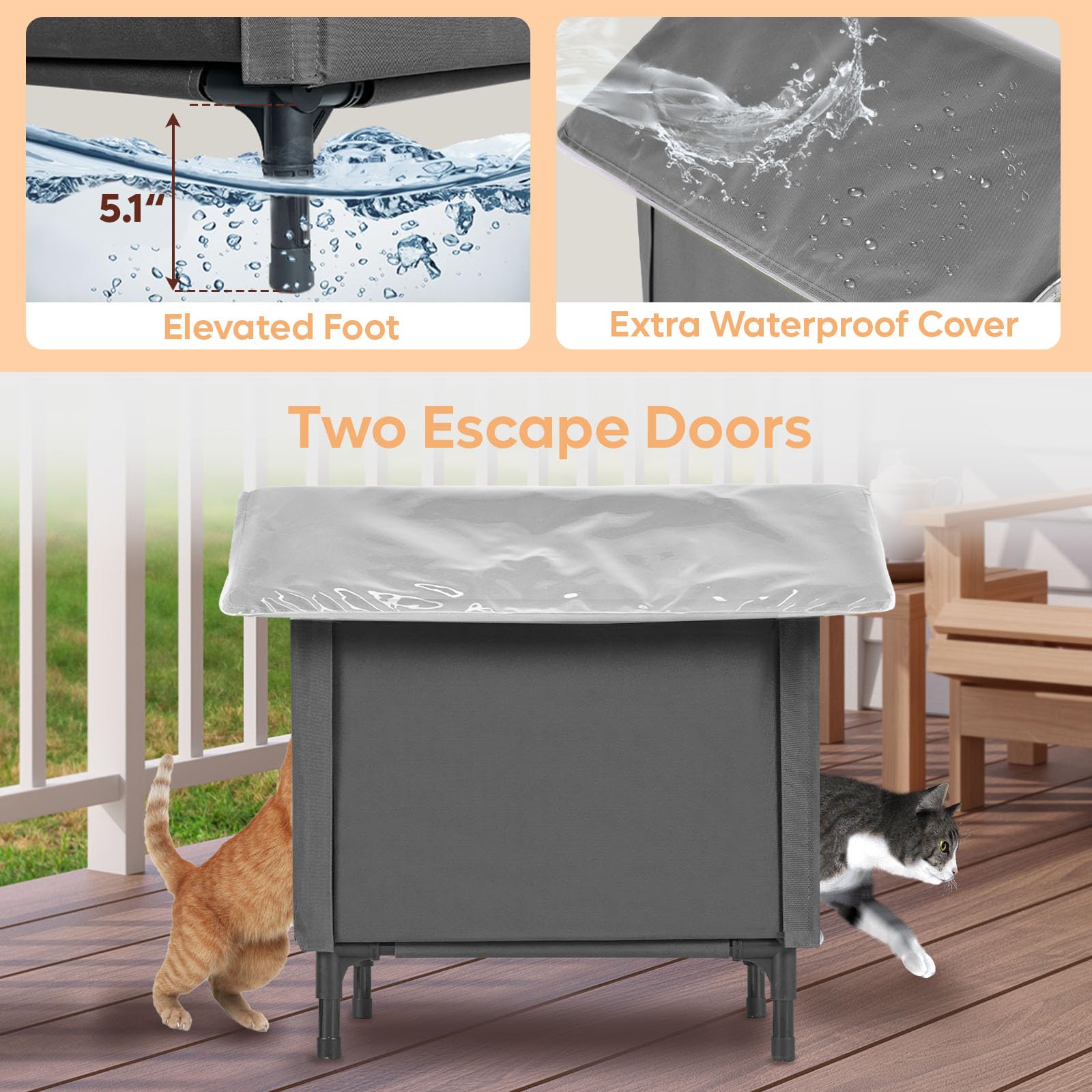 Bestier Large Heated Outdoor Cat House For Winter, Weatherproof Outside Feral Cat Shelter With Timer & Adjustable Heating Pad, I