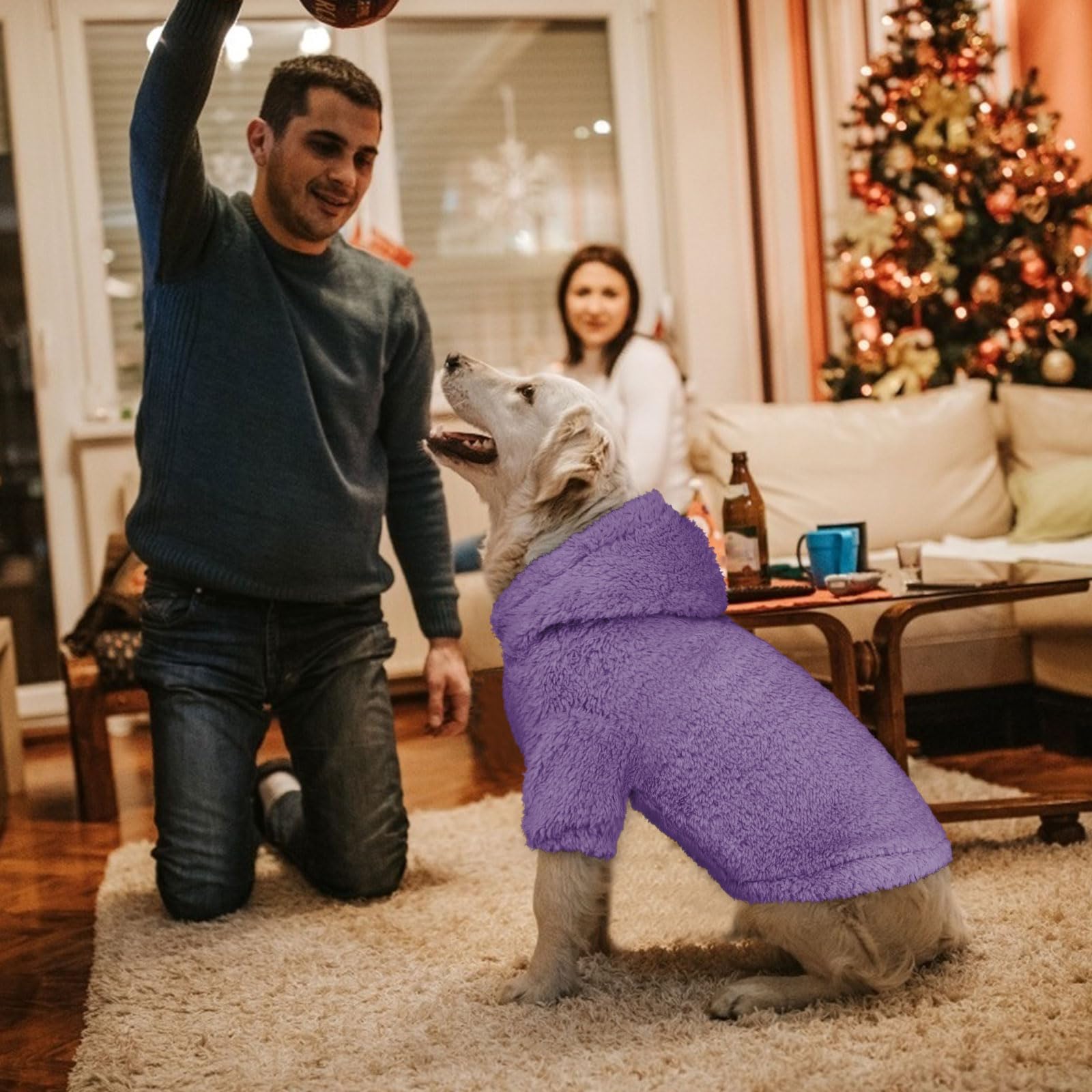 Stpiatue Dog Hoodie, Warm Soft Fleece Dog Coats Hooded Sweatshirt For Large Dogs, Xx-Large, Grey