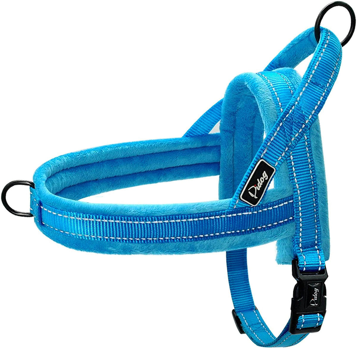 Didog Soft Flannel Padded Dog Vest Harness, Escape Proof/Quick Fit Reflective Dog Strap Harness,Easy For Training Walking,Blue S Size