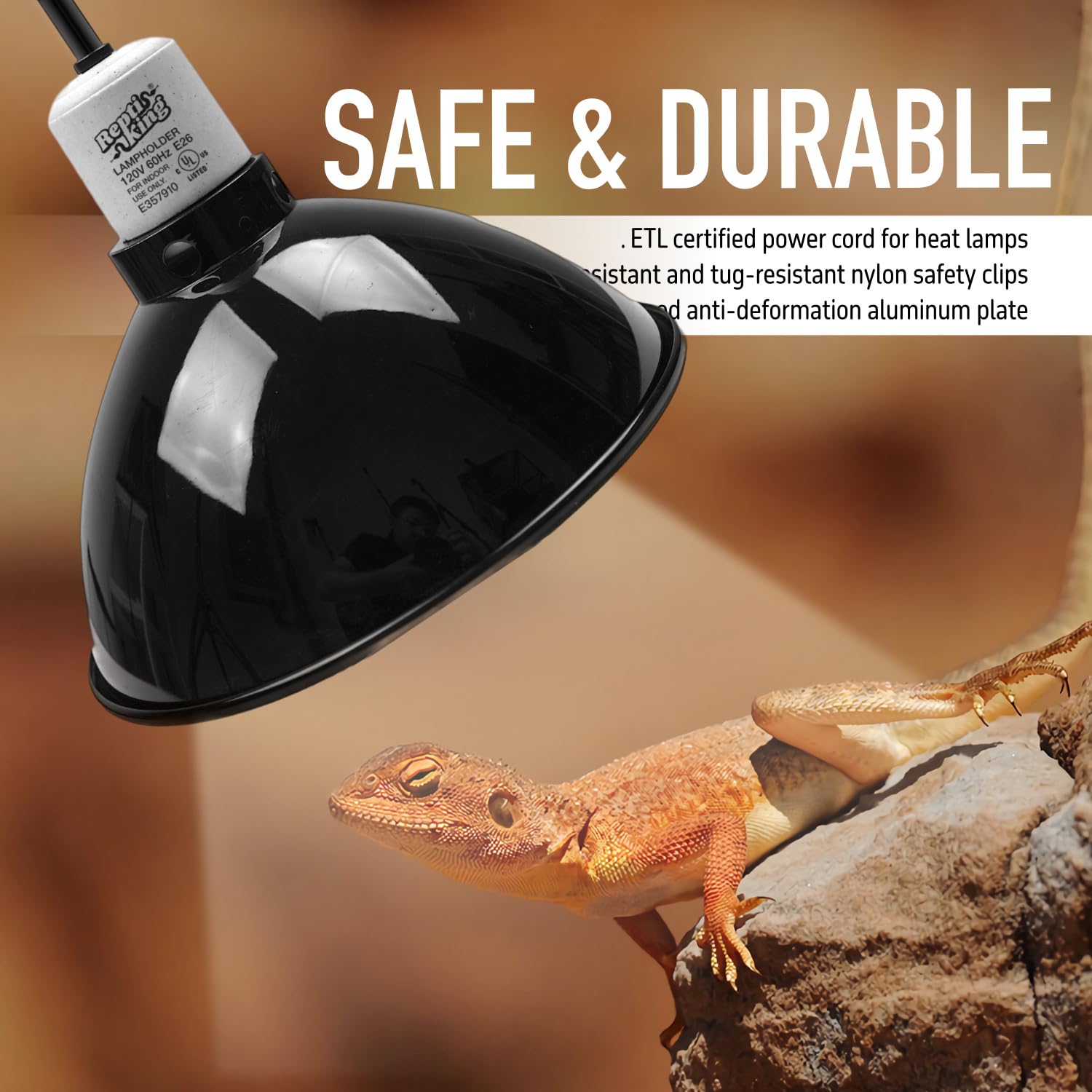 ReptiKing Reptile Light Fixture, 8.5'' Reptile Dome for Reptile Light/Heat Lamp/Ceramic Heat Emitter, 1-Pack 8.5 Inch Standard L