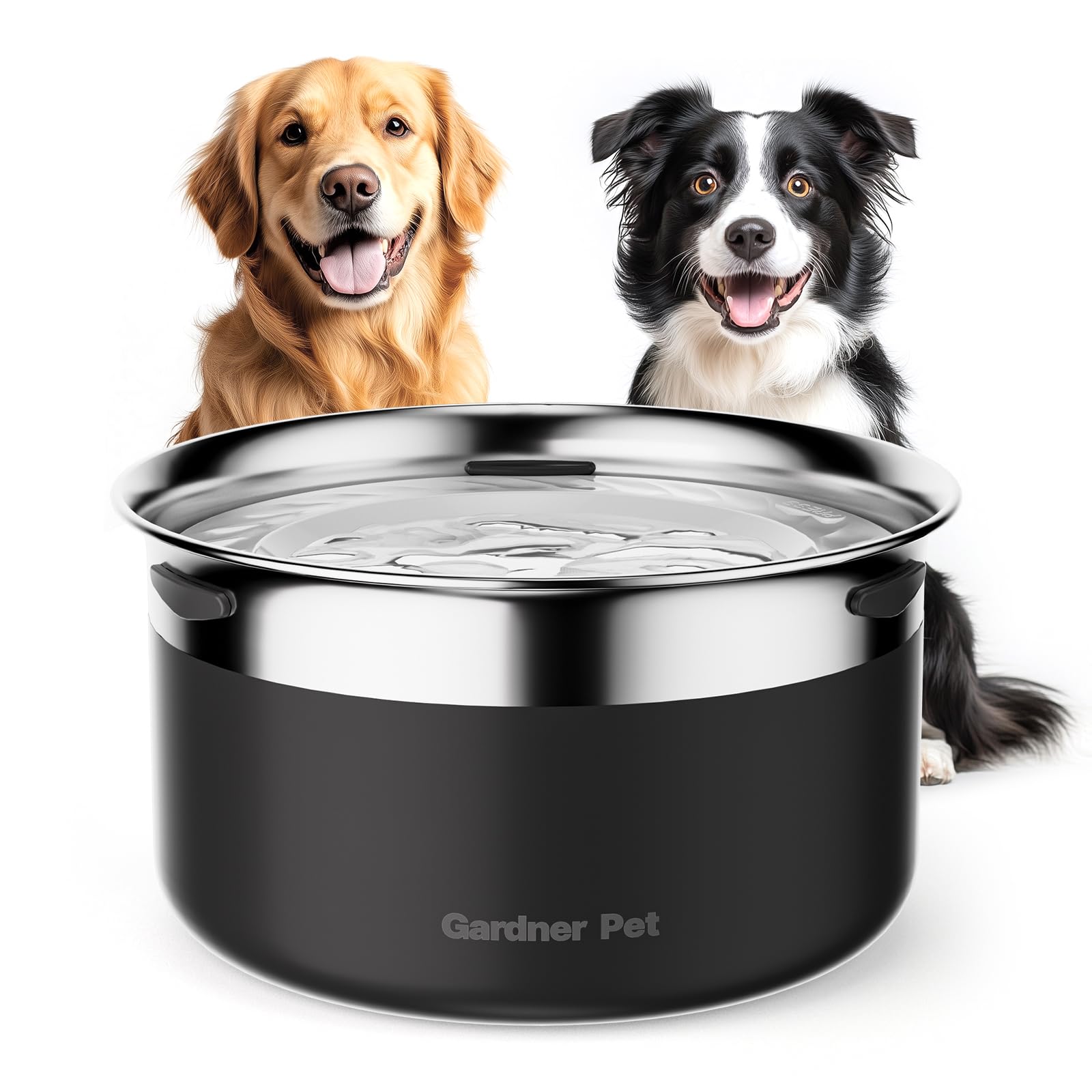 Gardner Pet Dog Bowls 1 Gallon (3.85L) Stainless Steel No Spill Dog Water Bowl, Slow Water Feeder Metal Bowls, Spill Proof Water