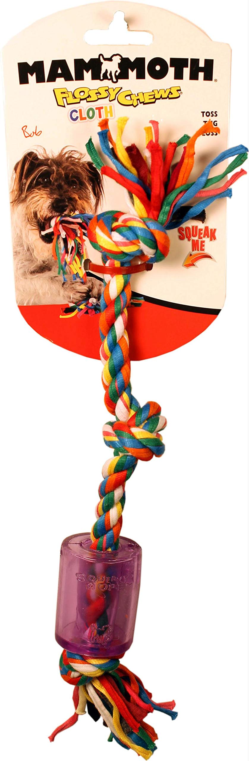 Mammoth 10-Inch Tpr Squeaky Cloth Rope, Small