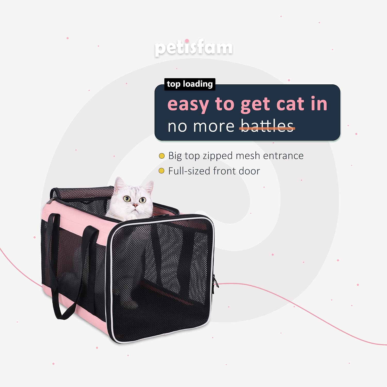 Easy Top Load Large Cat Carrier For Large And Medium Cats, Small Dogs. Easy To Get Cat In, Carry, Storage, Clean And Escape Proo