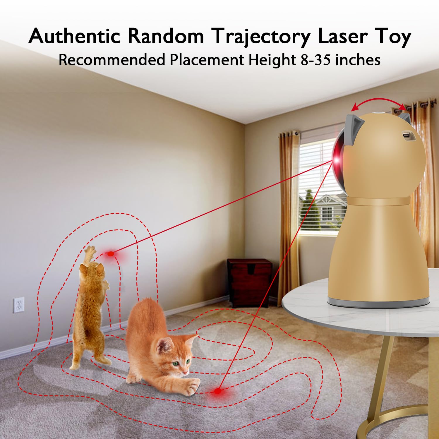 Valonii Interactive Cat Laser Toy Automatic For Indoor Cats,Real Random Trajectory Rechargeable Laser Cat Toys For Indoor Cats/K