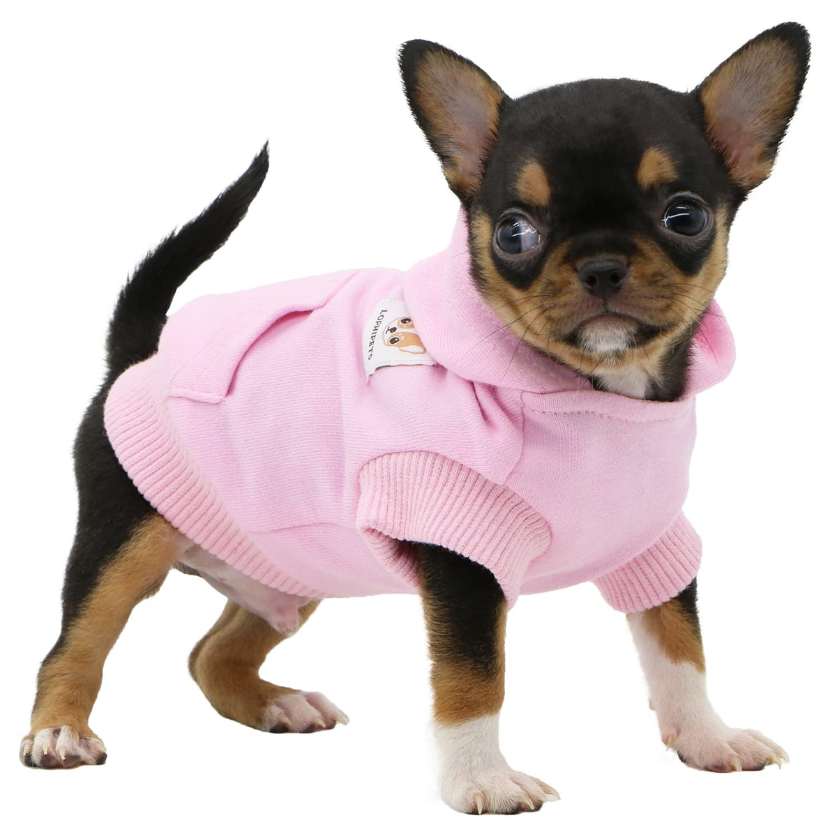 Lophipets Dog Cotton Hoodies Sweatshirts For Small Dogs Chihuahua Puppy Clothes Cold Weather Coat-Pink/Xxs