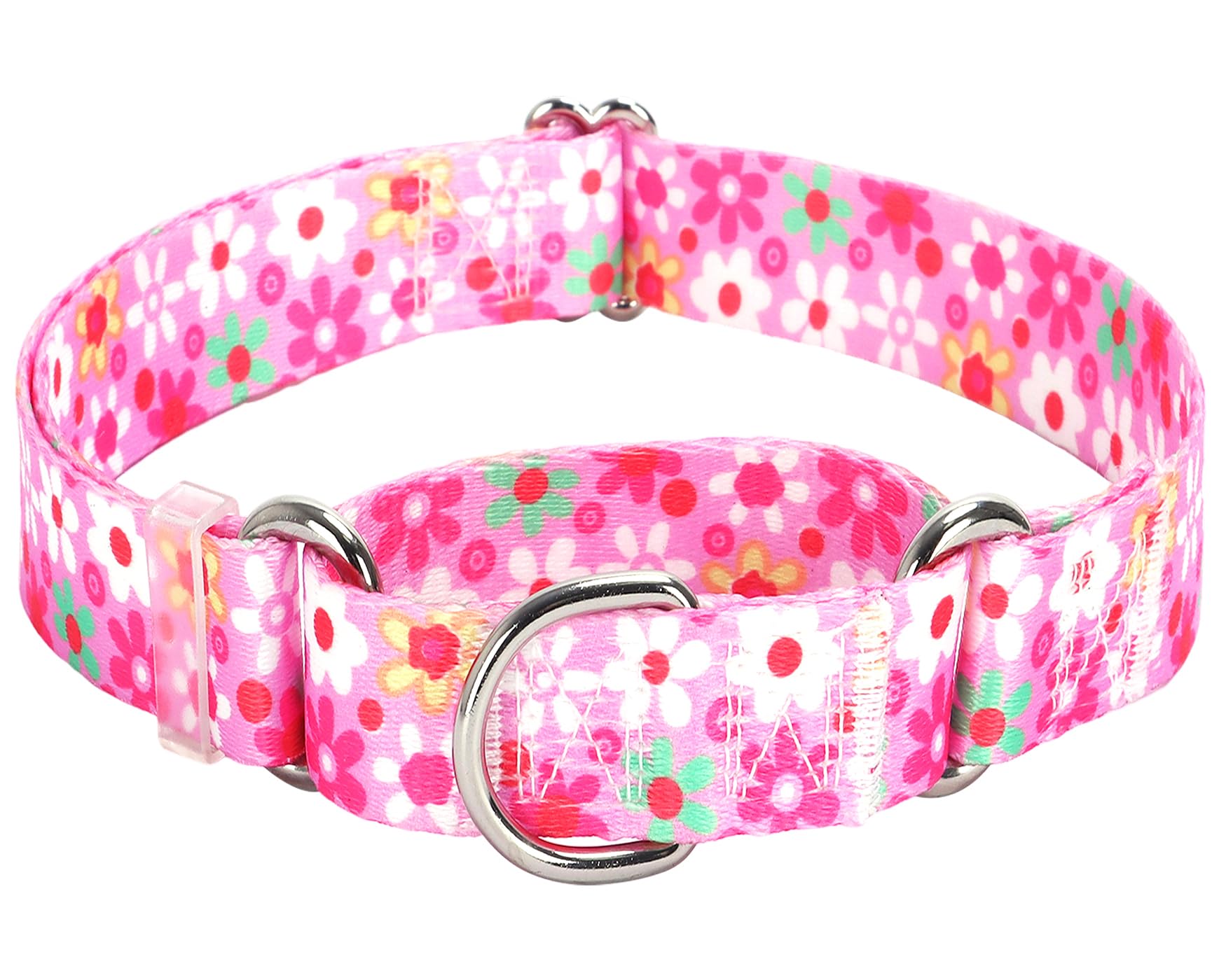 Martingale Collar For Dogs, Pink Flowers Adjustable Premium No Slip Collar For Girl Female Dogs Large Medium And Small-Summer Fl