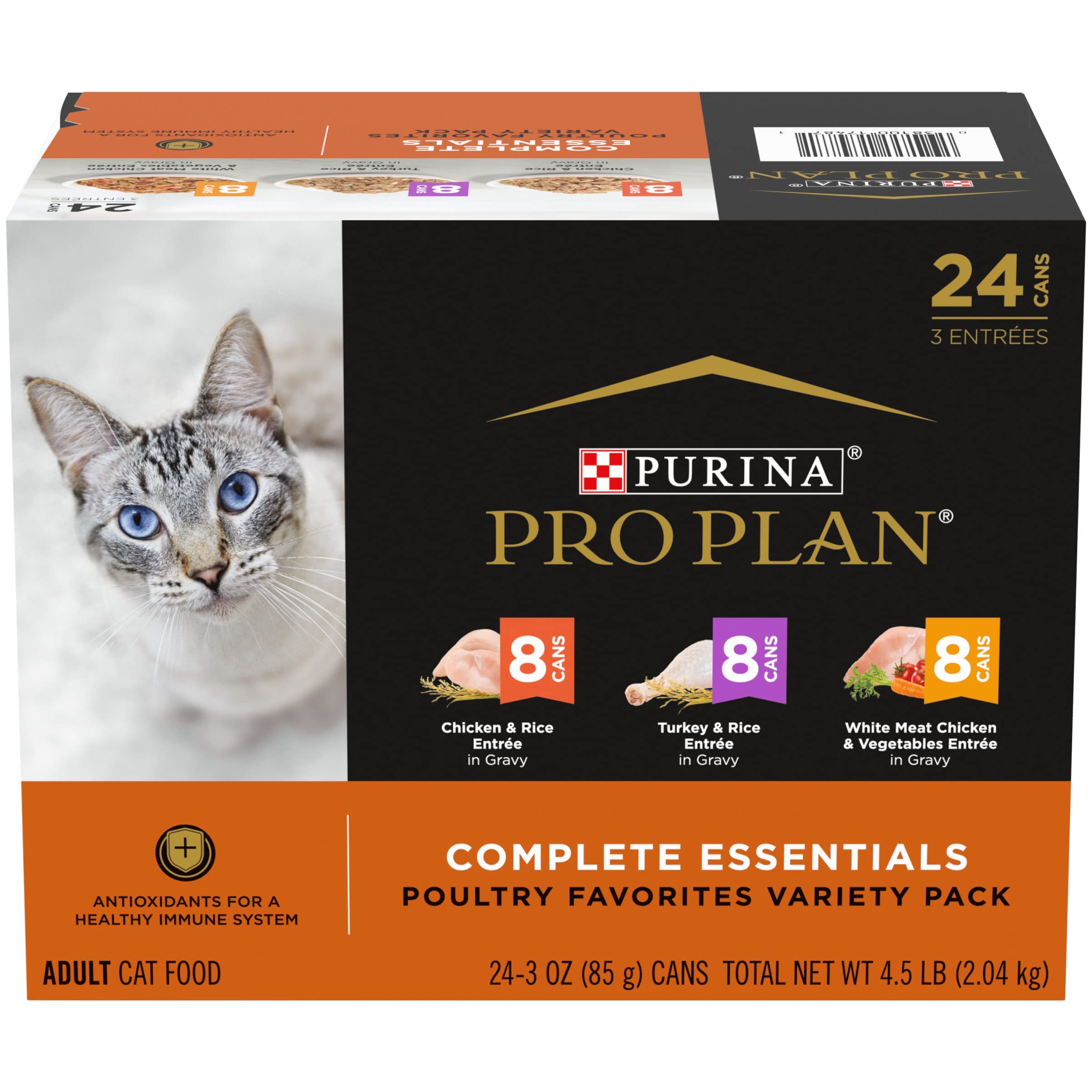 Purina Pro Plan Gravy High Protein Wet Cat Food, Variety Pack, 24 x 3 oz Cans
