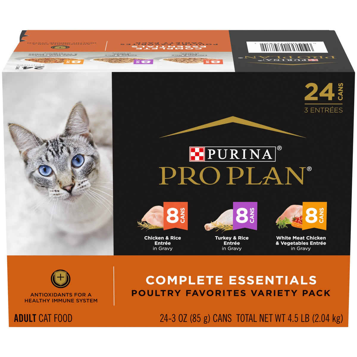 Purina Pro Plan Gravy, High Protein Wet Cat Food , Complete Essentials - (24) 3 Oz. Cans