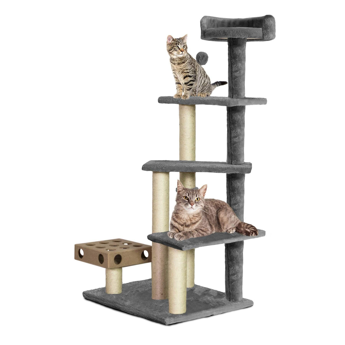 Furhaven 49.5' Tall Cat Tree For Indoor Cats, Ft. Sisal Scratching Posts, Plush Ball Toy, & Busy Box Toy - Tiger Tough Play Stairs Interactive Playground Tower - Gray, One Size