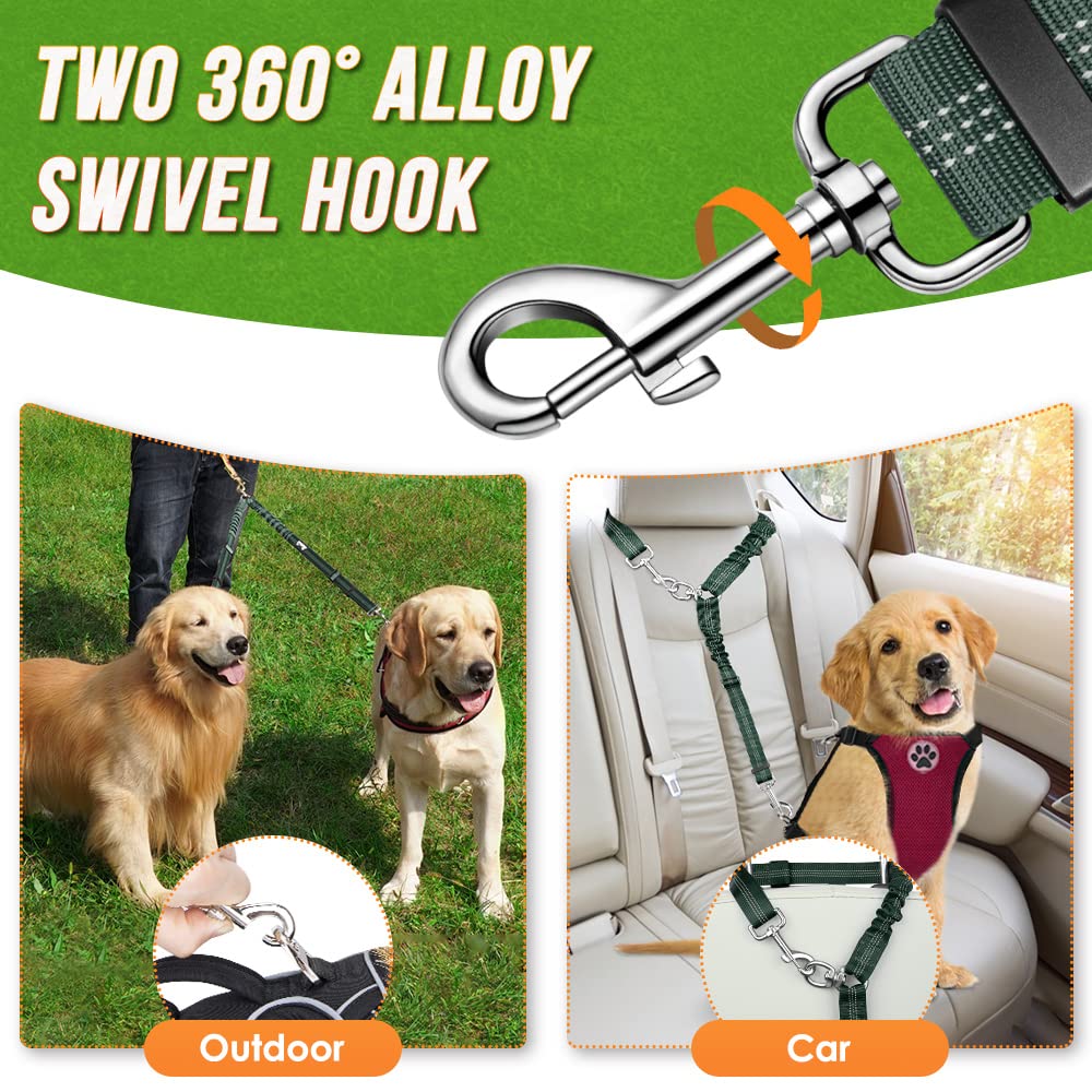 Autowt Double Dog Leash, No Tangle 360?Swivel Rotation Reflective Lead Attachment Adjustable Length Dual Two Dog Lead Splitter, Comfortable Shock Absorbing Walking Training For 2 Dogs