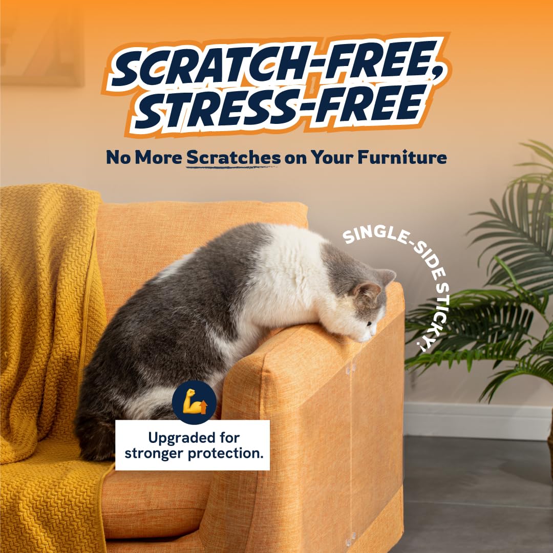 Panther Armor 6-Pack Clear Plastic Furniture Protector Sheets - Anti-Scratch Couch Corner Protectors for Cats - Model PantherVinyl6