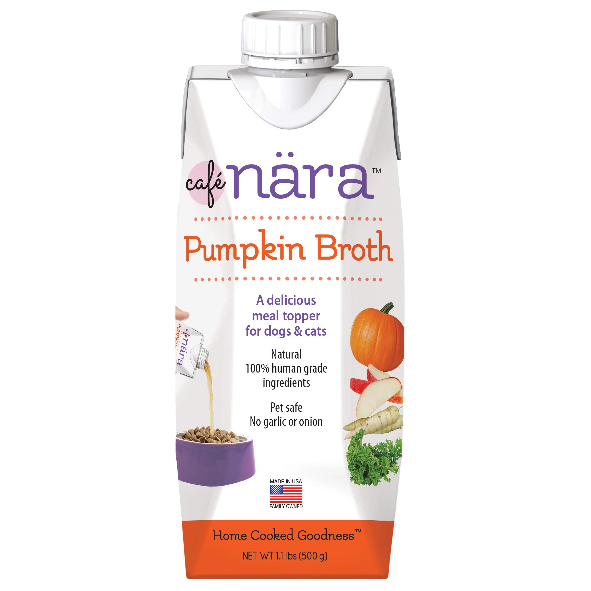 Cafe Nara - Pumpkin Broth - Meal Topper for Dogs & Cats - Supports Overall Pet Health - Pour-Over Broth for Wet/Dry Food - Human