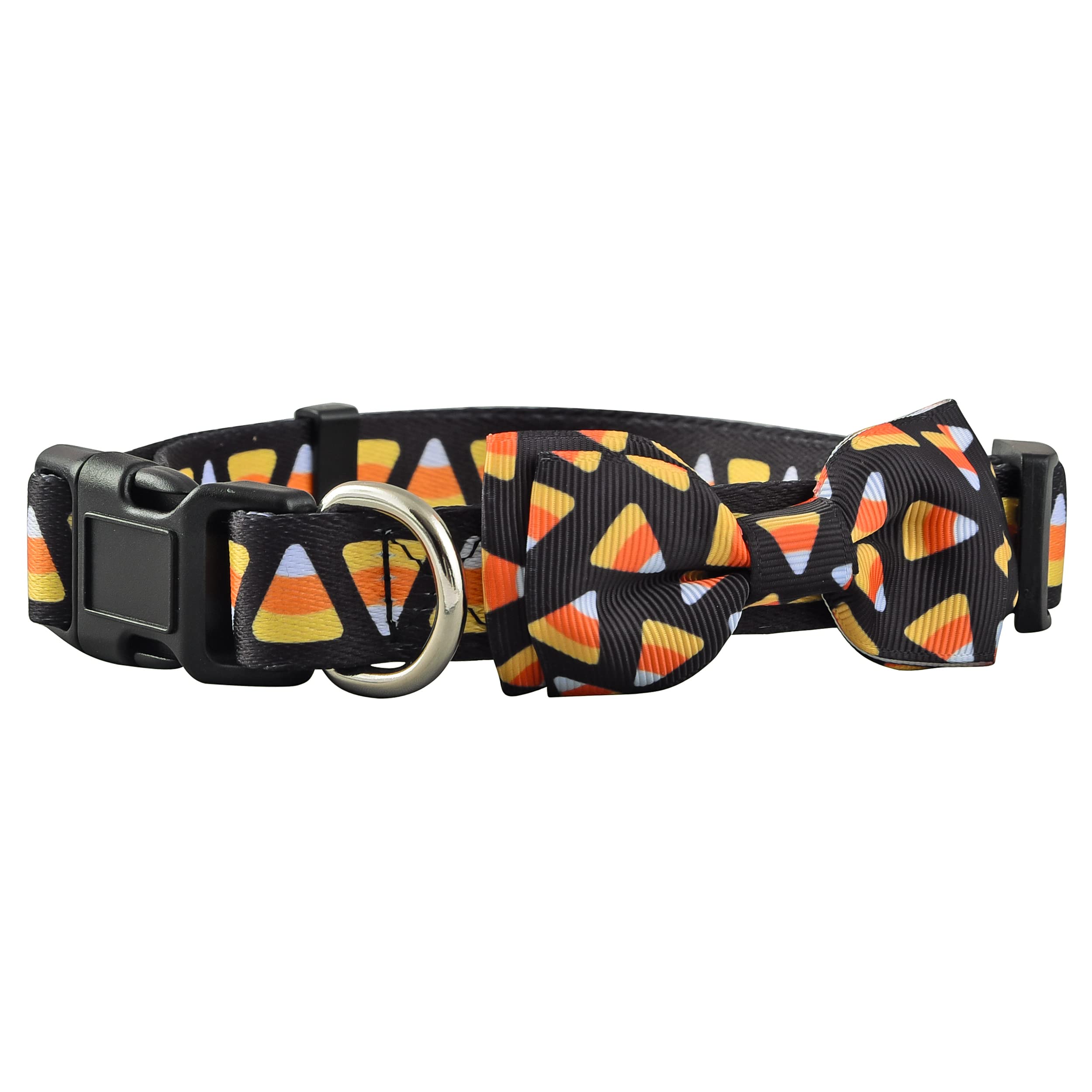 Halloween Dog Collar With Bowtie, Large, Medium And Small Dogs (Large, Halloween Candy Corn)
