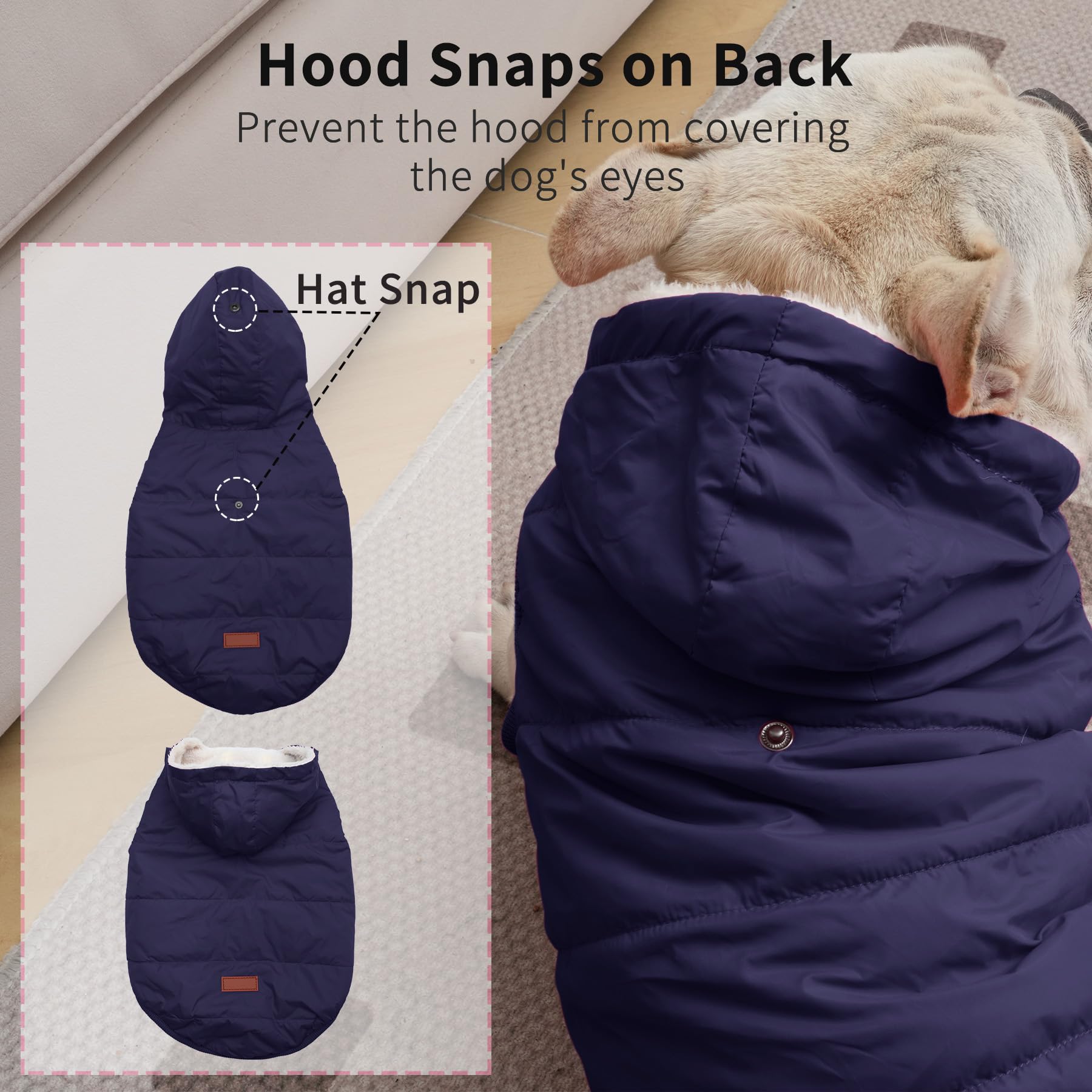 Vecomfy Fleece Lining Dog Hoodie With Harness Built In,Extra Warm Small Dog Jacket In Winter Puppy Coats With Hooded,Red Xs