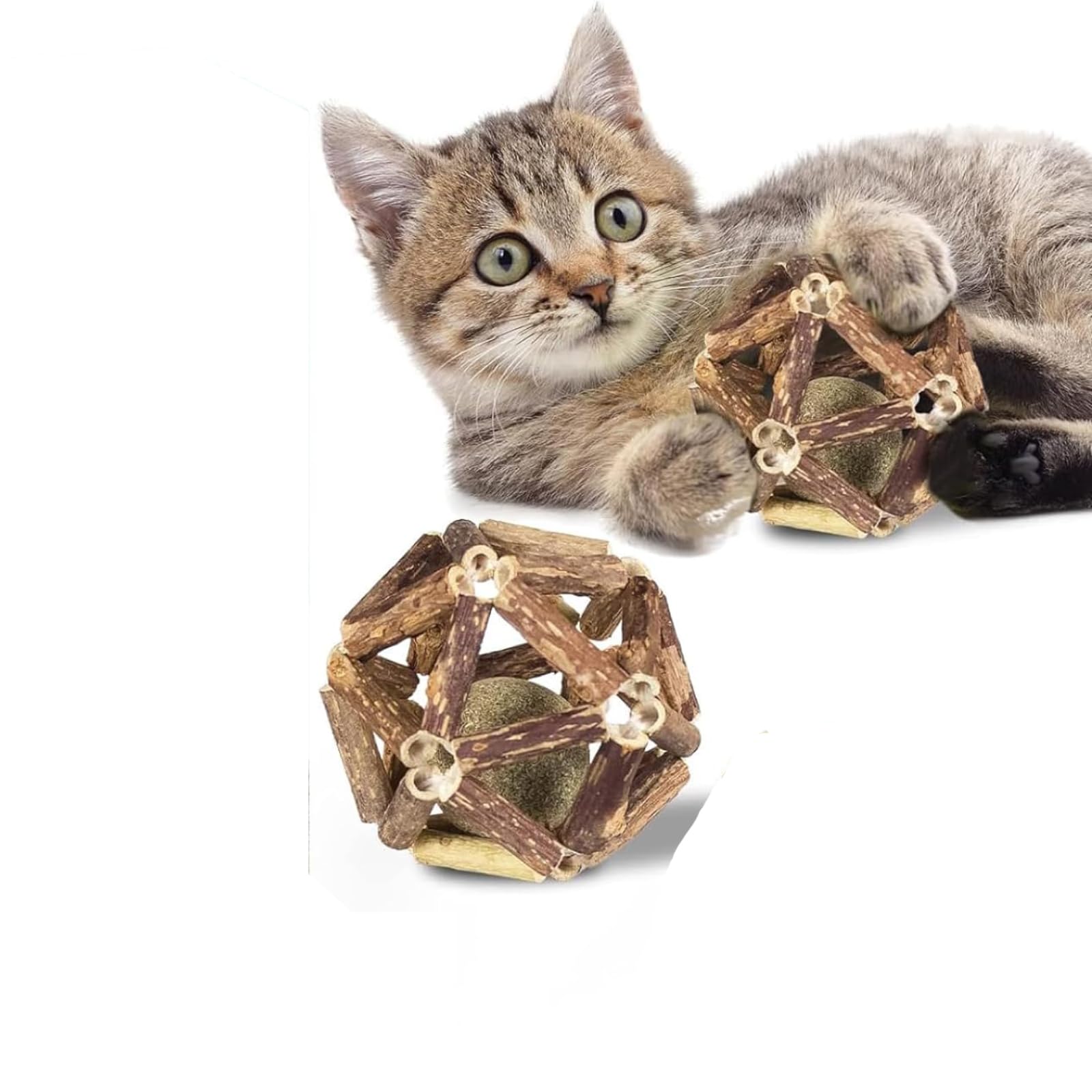 Cature Care By Nature Catnip Toys,Cat Toys Natural Silvervine Stick Cage Balls&Bell Ball Cat Toys For Indoor Cats,Cat Chew Toy&K