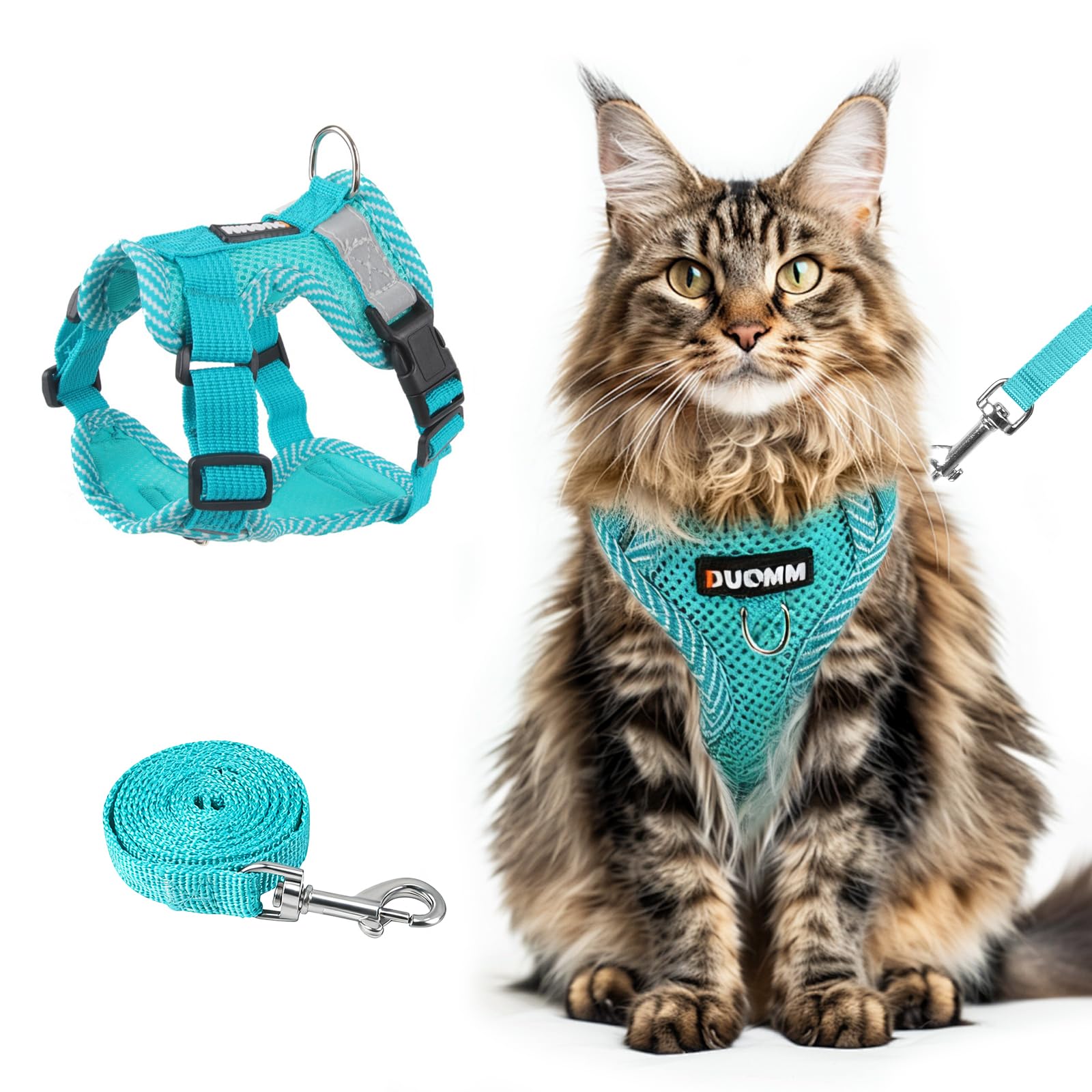 wanheart Cat Harness and Leash Set - Escape Proof Adjustable Breathable Vest for Cats, Soft Mesh Padded Harness with Reflective 