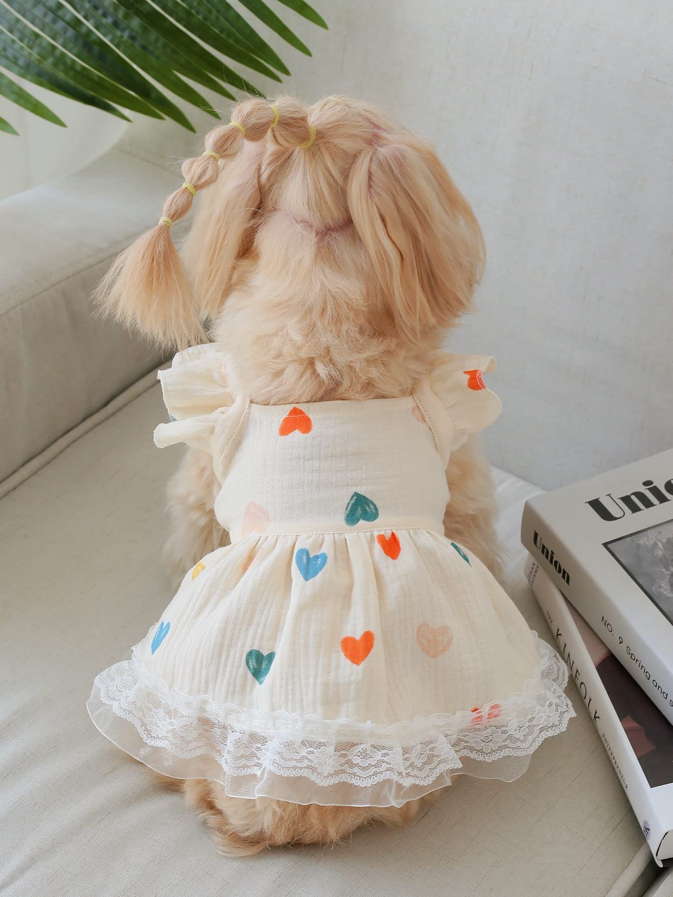 Qwinee 2Pc Cute Dog Dress Ruffle Trim Princess Dress Cat Vest Dress Lace Trim Summer Dress Pet Clothes For Small Medium Cats Dog
