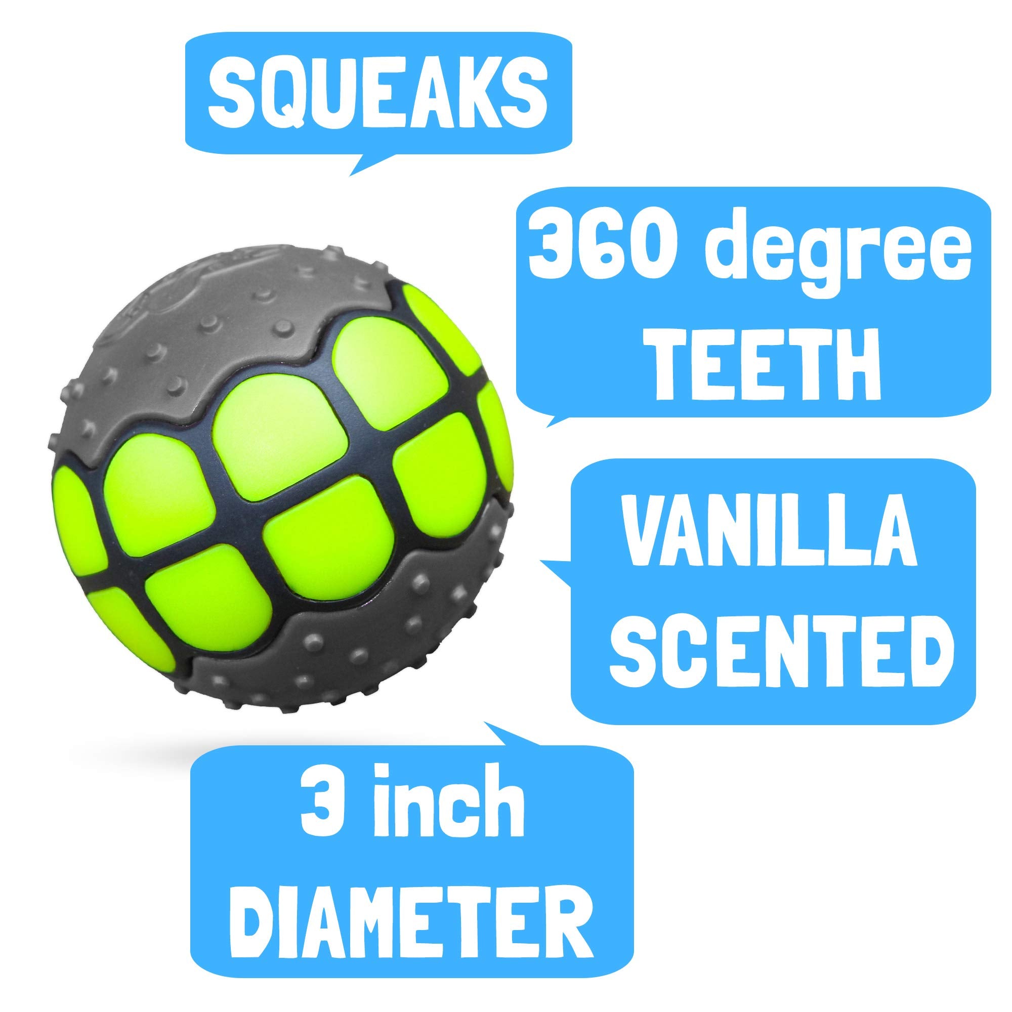 Dawg Grillz Squeaky Dog Balls - Rubber Fetch Toys for Large Dogs - Blue White
