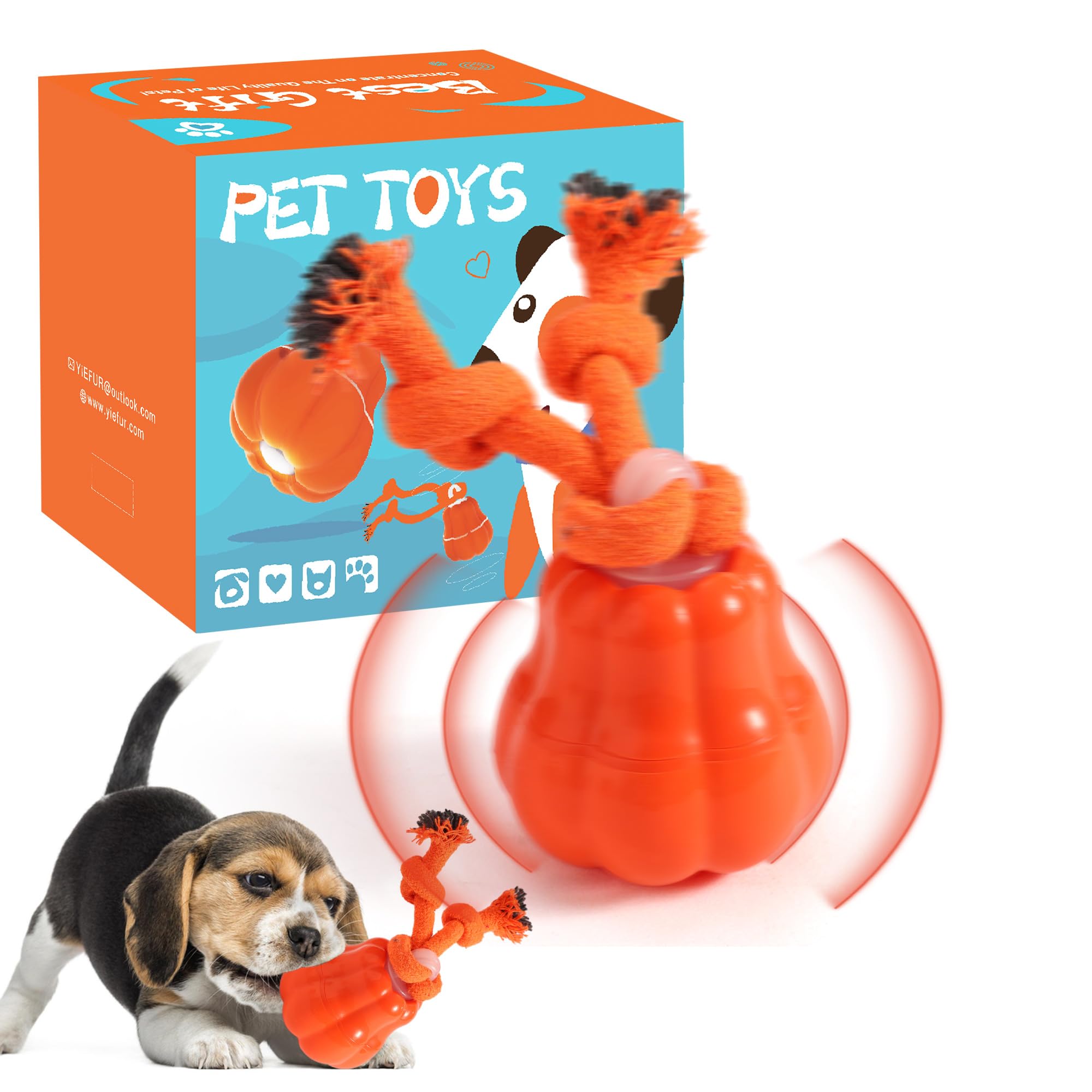 Yiefur Interactive Dog Toys Automatic Rolling Squeaky Ball With Motion Activation & Usb-C Recharge Moving Dog Toy For Medium And