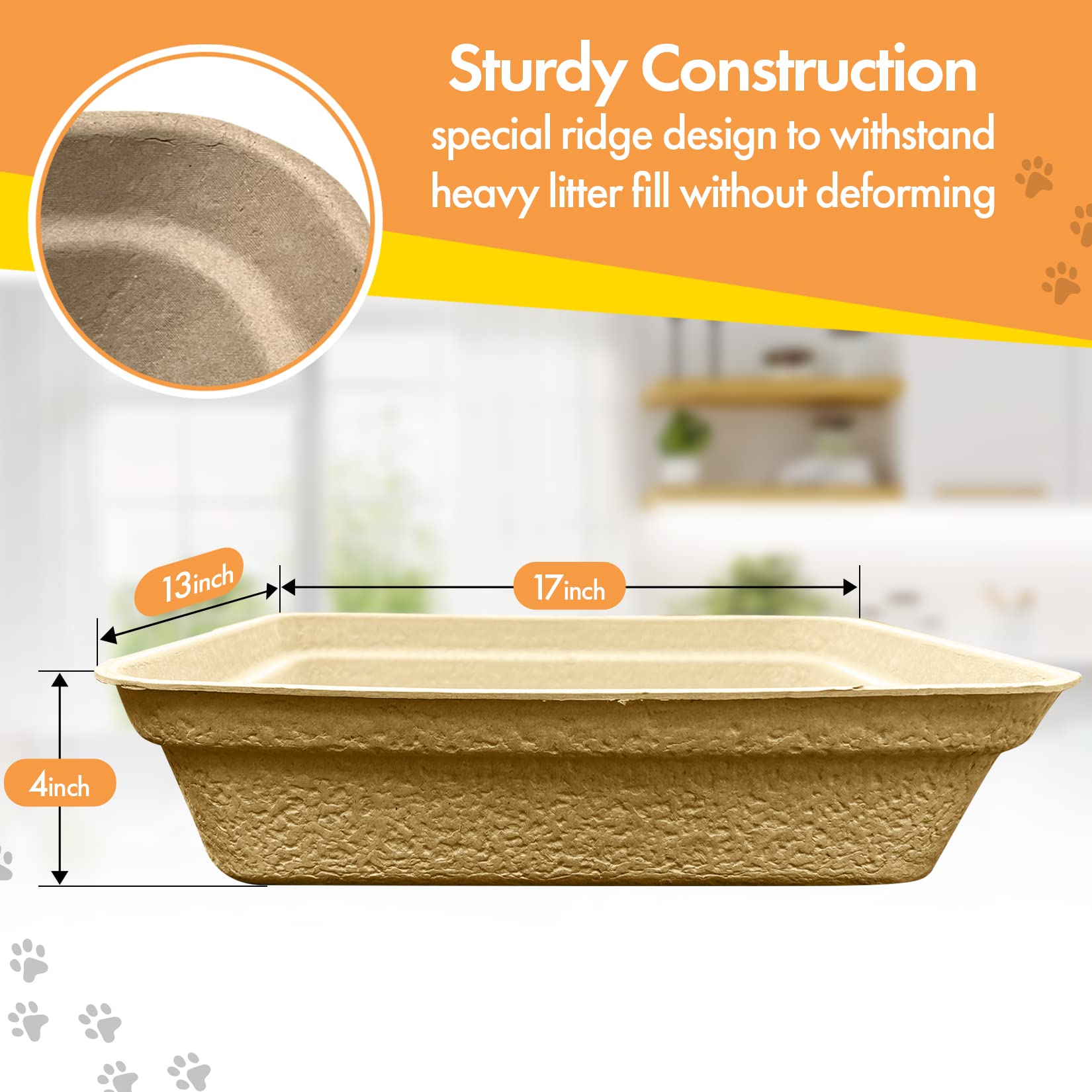 Disposable Litter Boxes (Brown, Large 4-Pack)