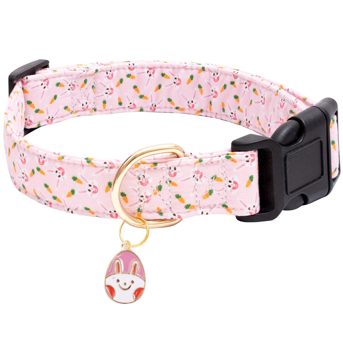 Faygarsle Cute Easter Collar For Small Medium Large Dogs Girl Boy Female Male Dog Pink Cotton With Adorable Rabbit Print Easter Puppy Collar With Easter Egg Charm M