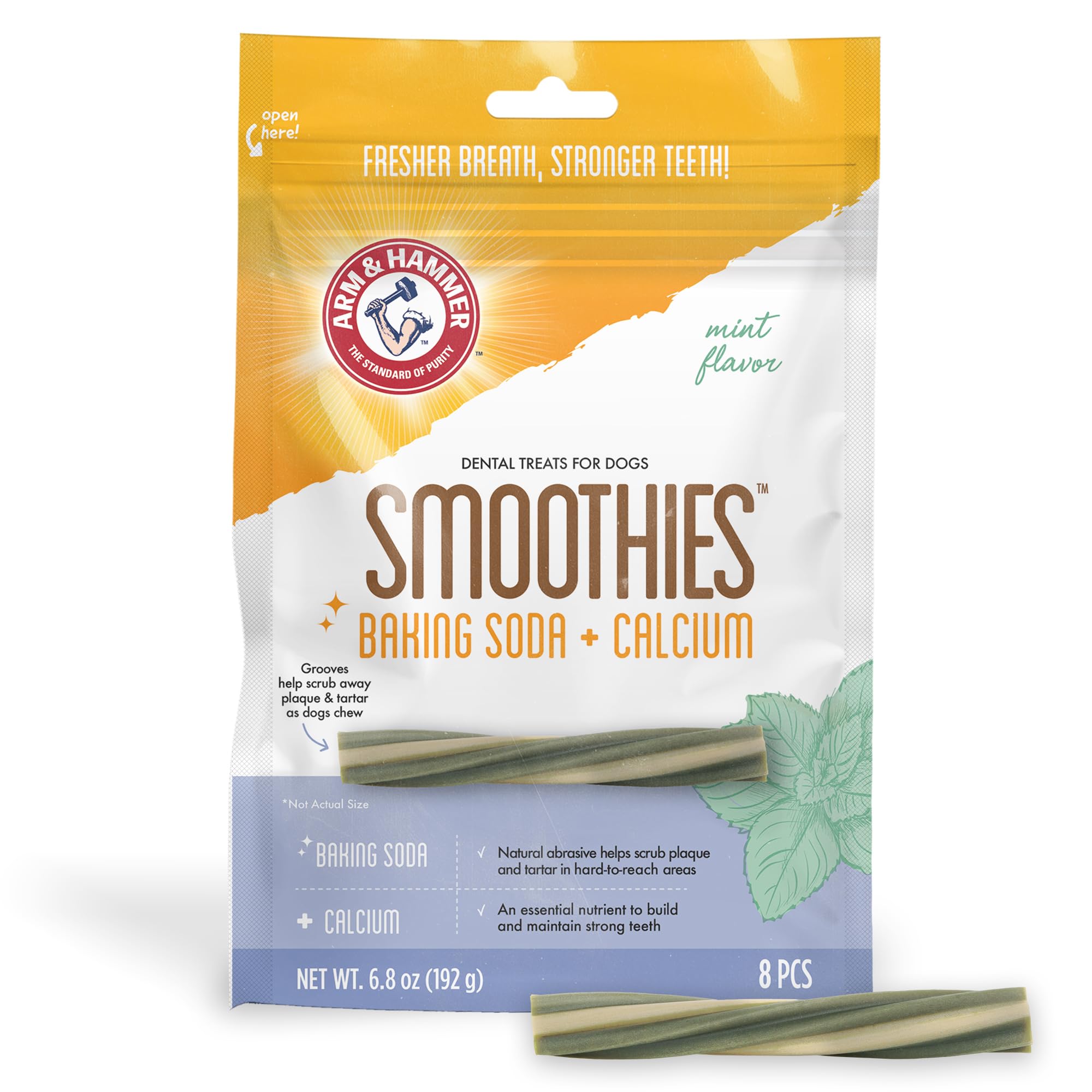 Arm & Hammer for Pets Smoothies Dental Treats for Dogs with Baking Soda and Calcium, Treat Chews Help Fight Bad Breath, Plaque &
