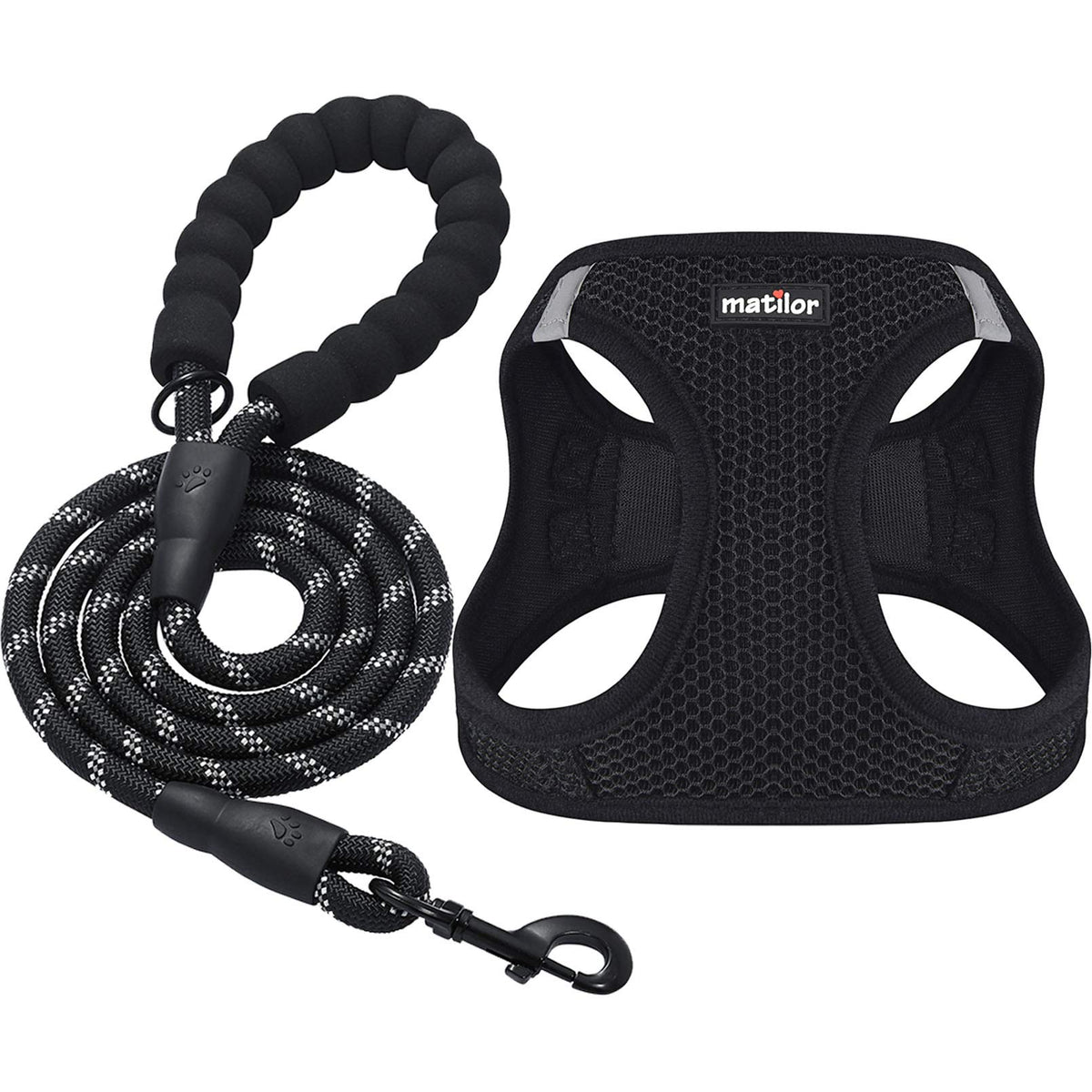 Matilor Dog Harness Step-In Breathable Puppy Cat Dog Vest Harnesses For Small Medium Dogs Black