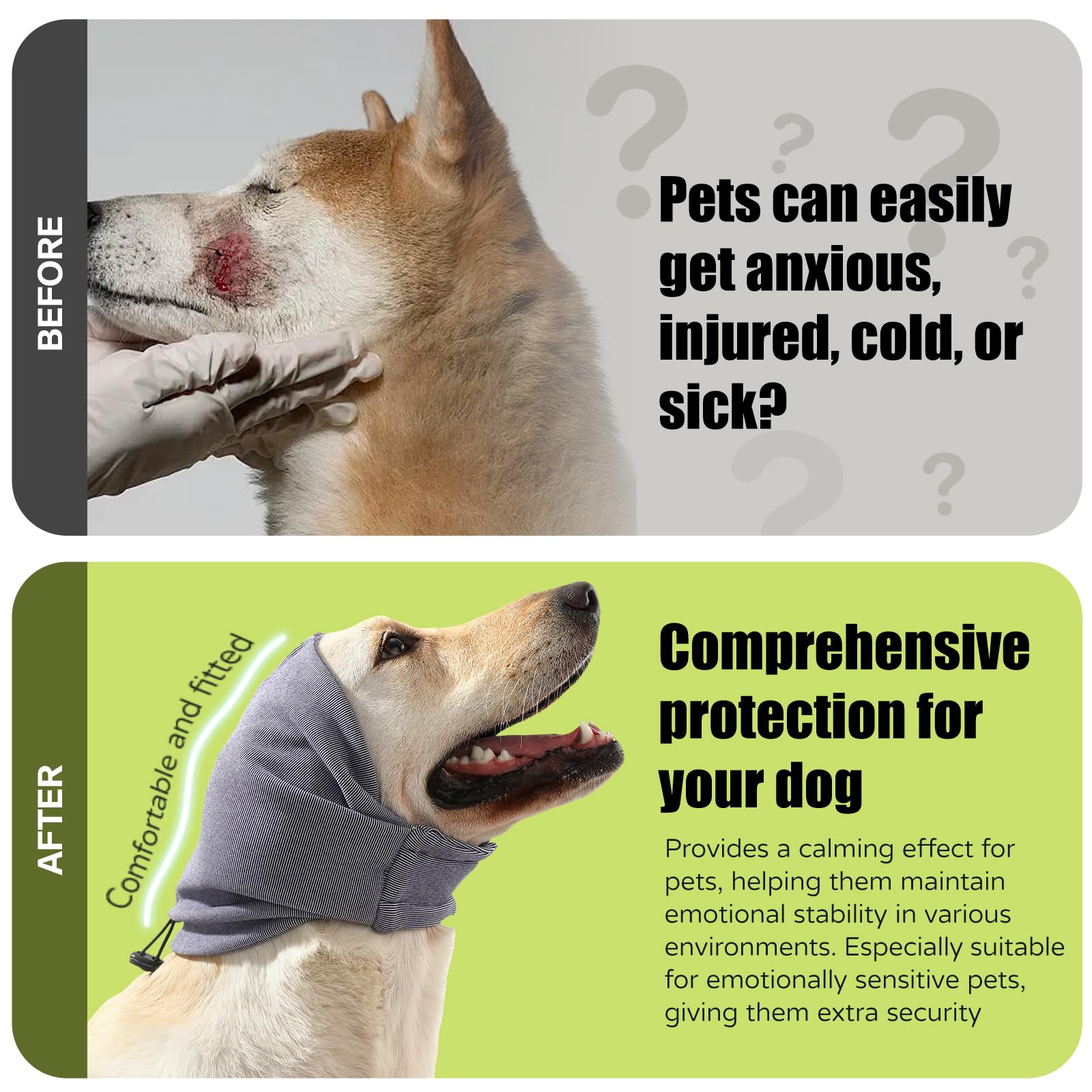 Kercynar Dog Reducing Noise Hoodies - Dog Ear Covers for Bath, Thunderstorms & Anxiety Relief - Warm, Windproof Ear Cover Hat