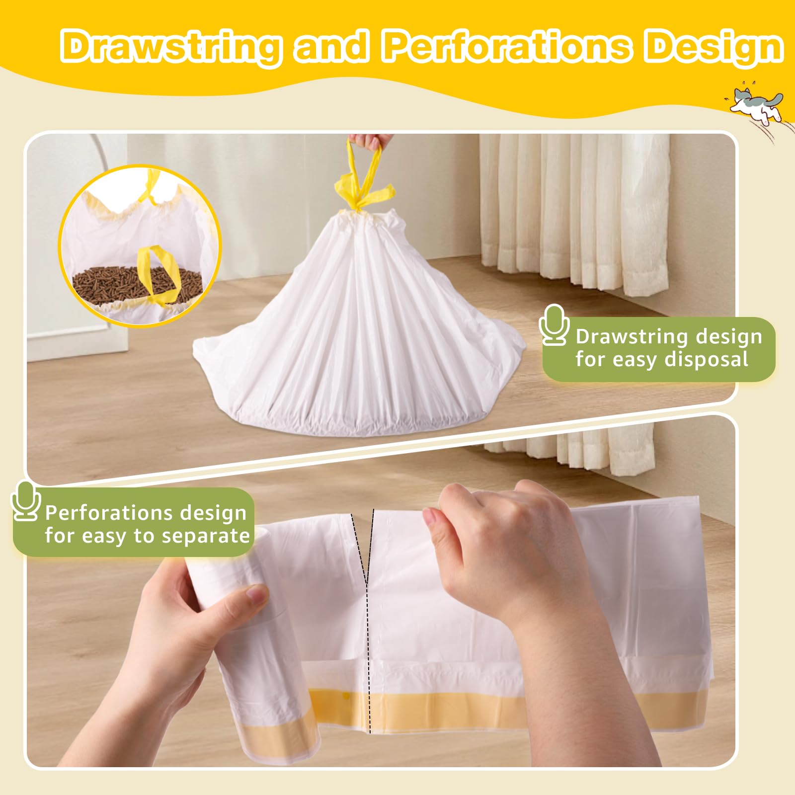 Zuqqony Litter Box Liners 20 Count, 37' X 18' Jumbo 3Mil Thicken Cat Litter Bags Tear Resistant Disposable Cat Litter Liners F