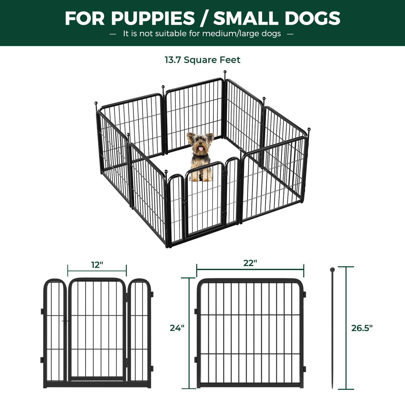 Fxw Rollick Dog Playpen For Yard, Rv Camping, 24 Inch 8 Panels For Puppy And Small Dogs│Patented