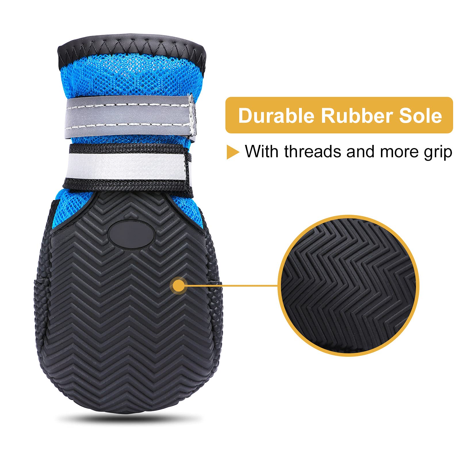 Dimicoo Breathable Mesh Dog Boots Nonslip Soft Rubber Sole Dog Shoes For Medium Large Dogs (Pack Of 4)