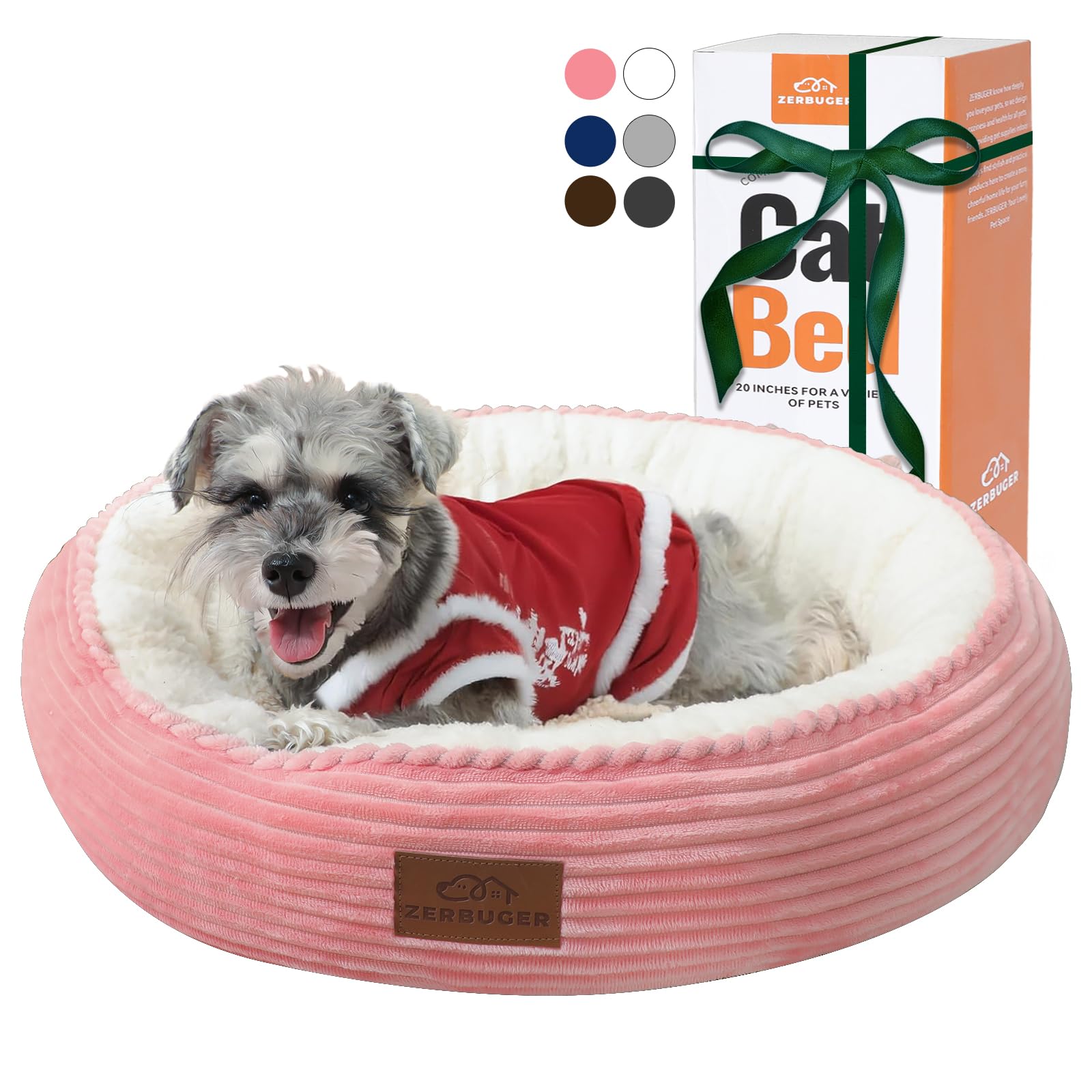 Zerbuger 23In Pink Round Cat Dog Bed For Large Medium Small Dogs Cats, Machine Washable Sleeping Sofa, Non-Slip Bottom Breathabl