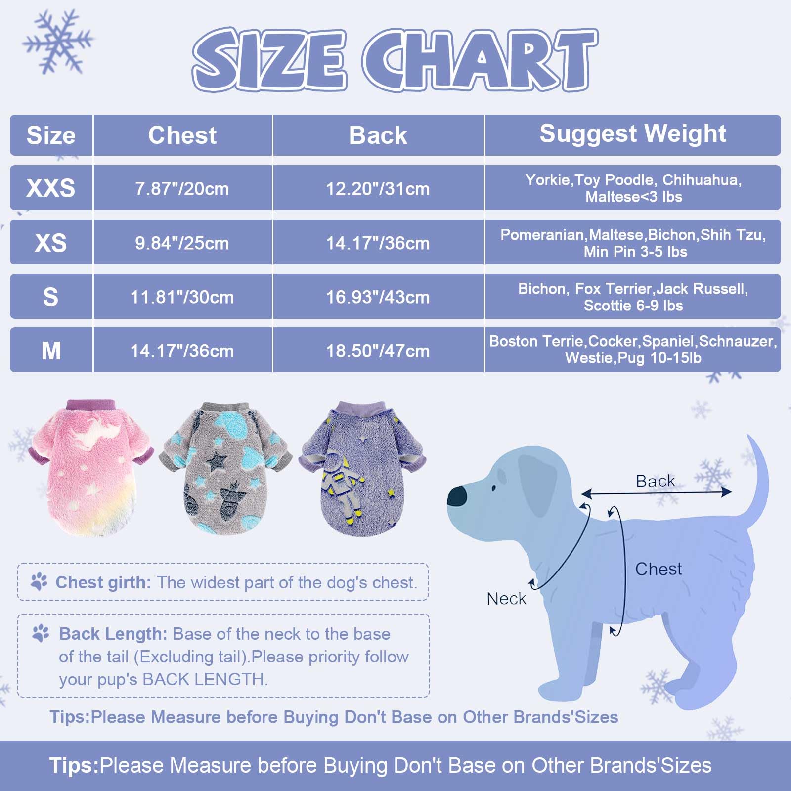 Kosiyi Small Dog Sweater Night Glow Fleece Clothes For Girl Boy, Warm Pullover Sweatshirt, Winter Pet Coat Jacket Cat Costume, F