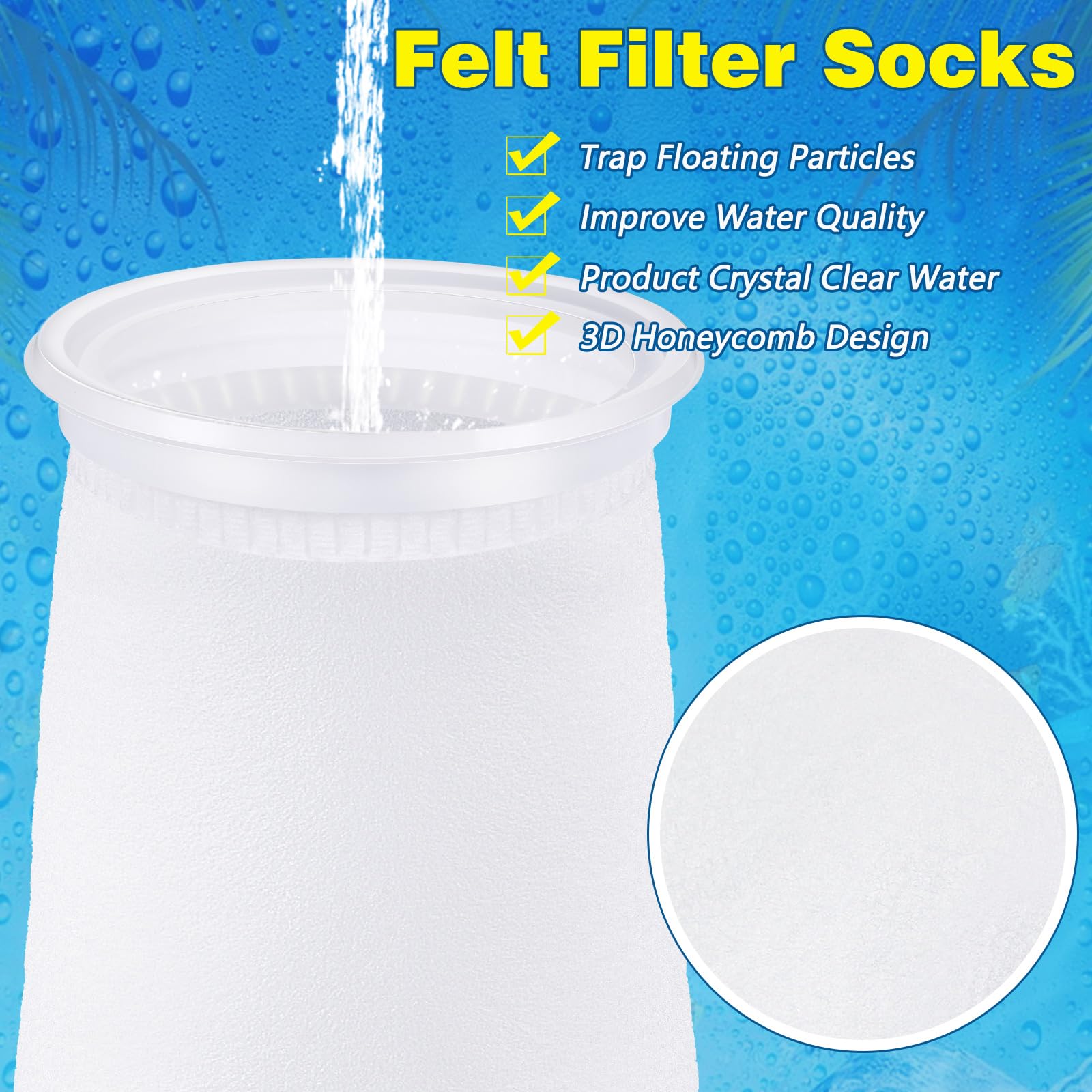Jecery 16 Pack 4 Inch Ring Filter Socks 200 M Aquarium Filter Bags Aquarium Socks For Tank Sump Saltwater Freshwater(9.5    4 In