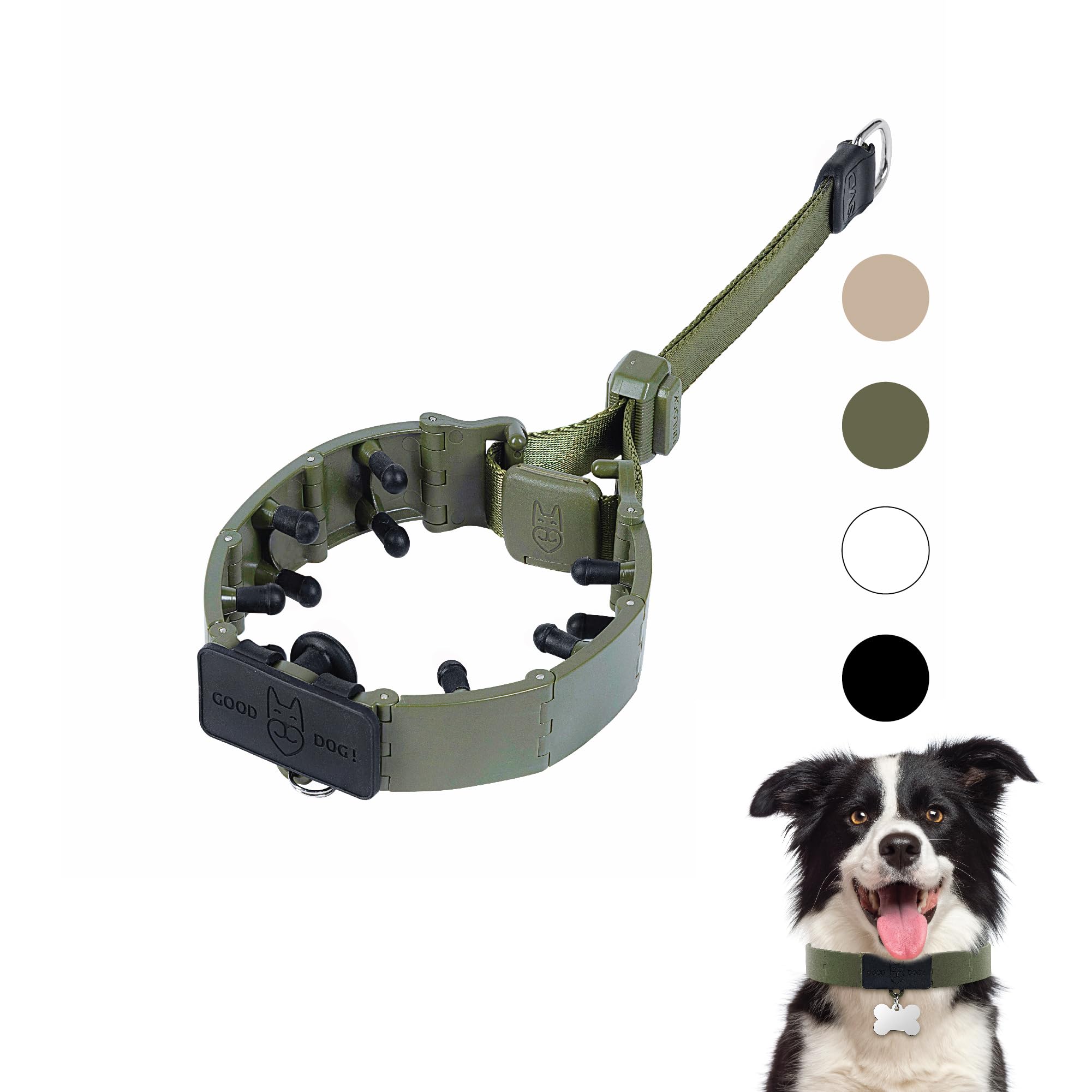 Svd.Pet Dog Prong Collar For No-Pull Training, Quick-Release Buckle Adjustable Pinch Collar For Medium Dogs (Army Green, Medium 