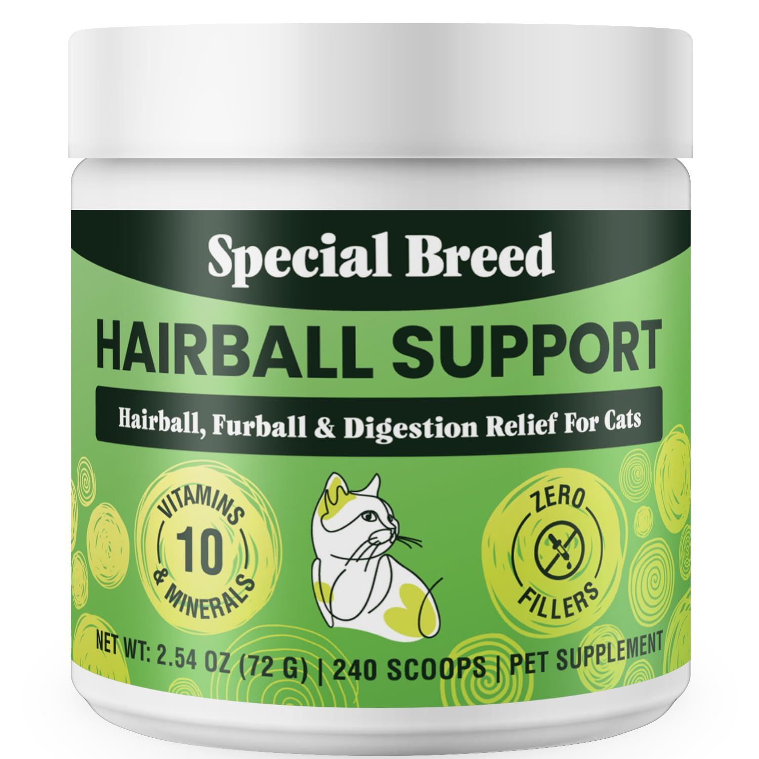 Hairball Support for Cats - 10 Super Ingredients for Furball Treatment Relief, Hairball Remedy, Digestive Support & Healthy Skin