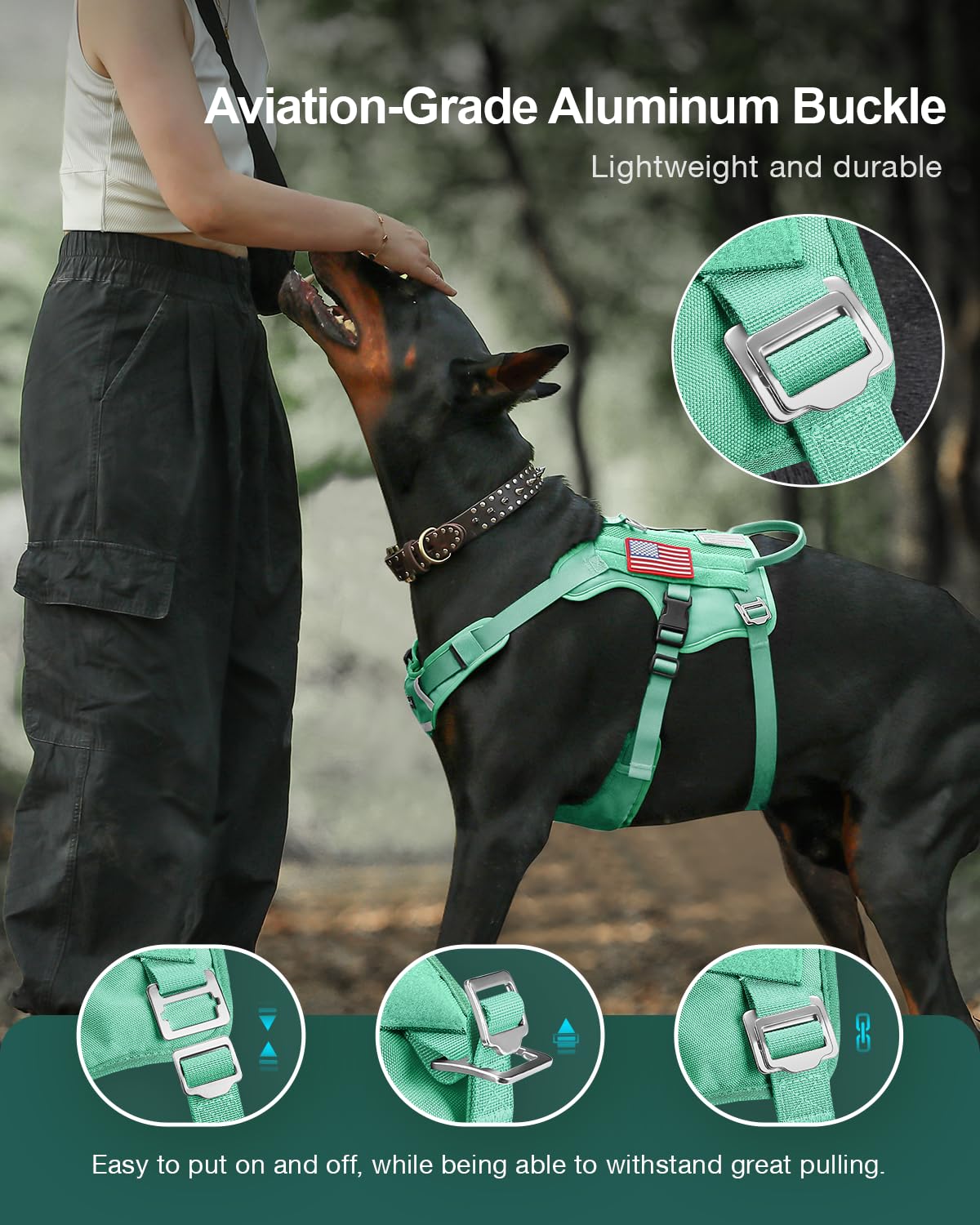 FAYOGOO Tactical Dog Harness for Medium Breed - Mesh Breathable Dog Harness Escape Proof with Handle - No Pull Military Service