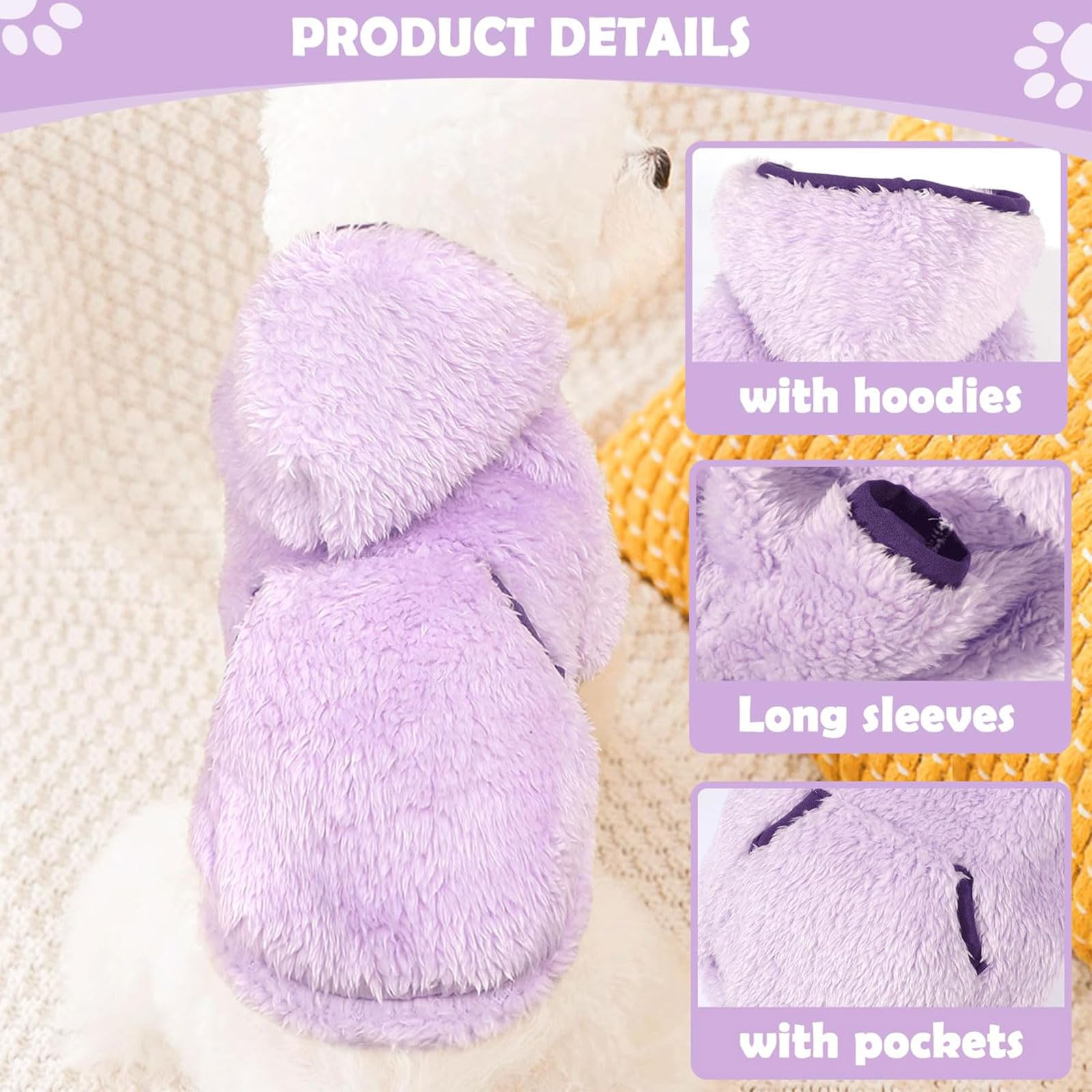 Small Dog Sweater Fleece Dog Hoodie Girl Boy Winter Warm Puppy Clothes For Chihuahua Teacup Yorkie Soft Stretchy Tiny Outfits Ca