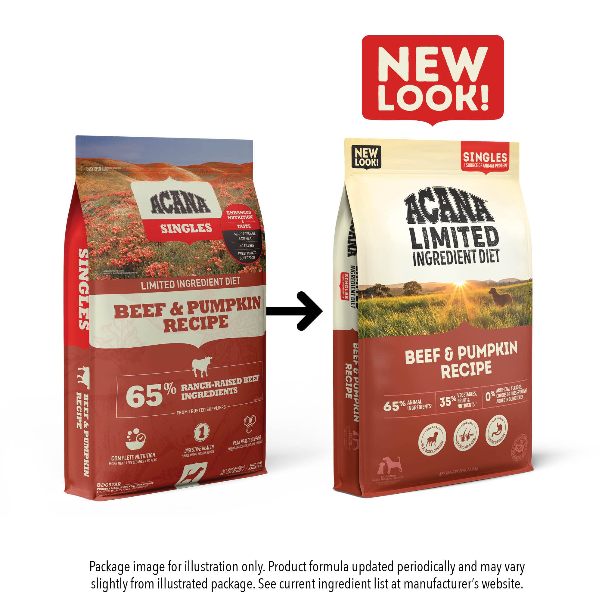 ACANA Singles Limited Ingredient Dry Dog Food, Beef & Pumpkin Recipe, Grain Free Beef Dry Dog Food, 22.5lb