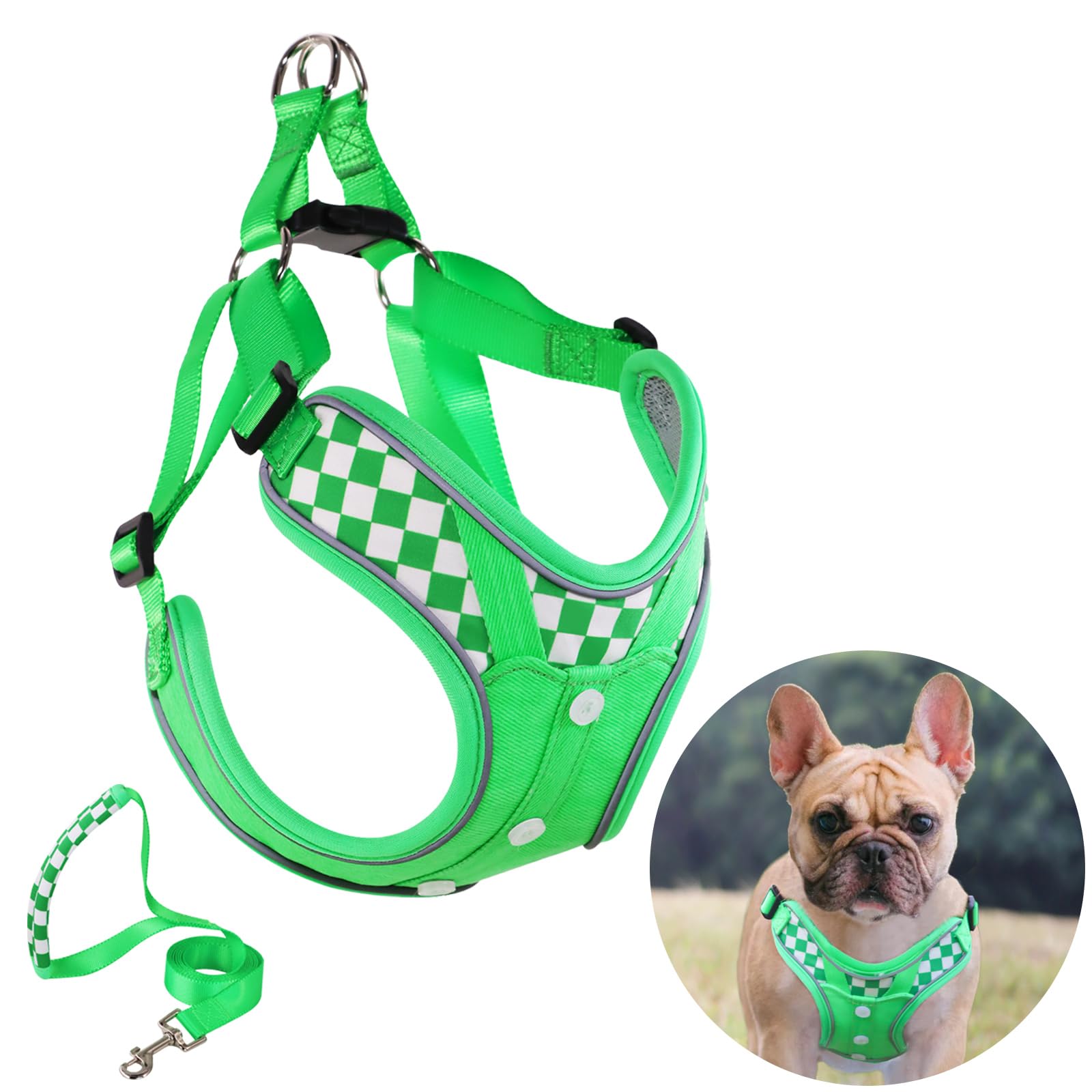 Dog Harness with Leash Set, Adjustable Step in with Breathable Padded Vest Harness for Medium Large Dogs Training and Running (M