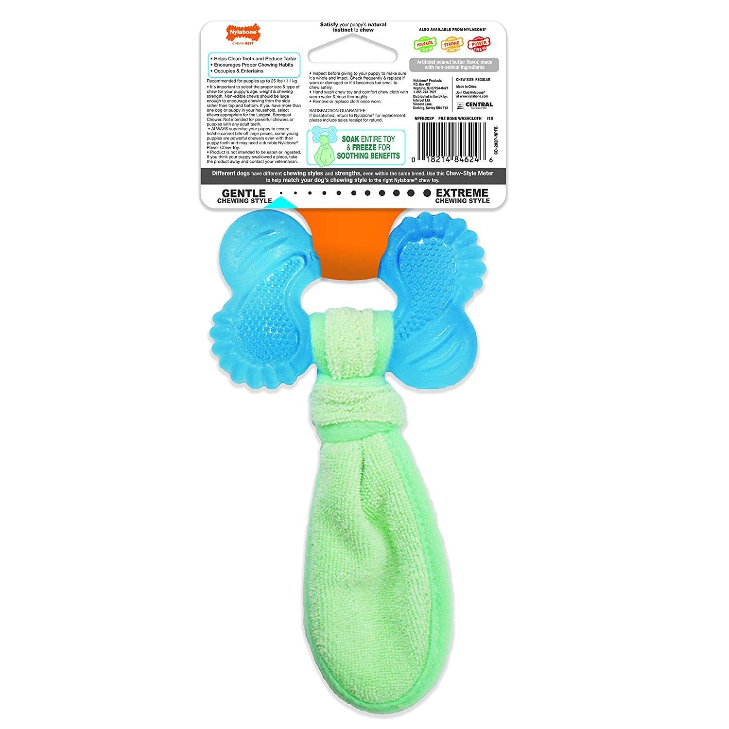 Nylabone 3 Pack of Chill n Chew Puppy Teething Toys, Small, Allergen-Free Peanut Butter Flavor