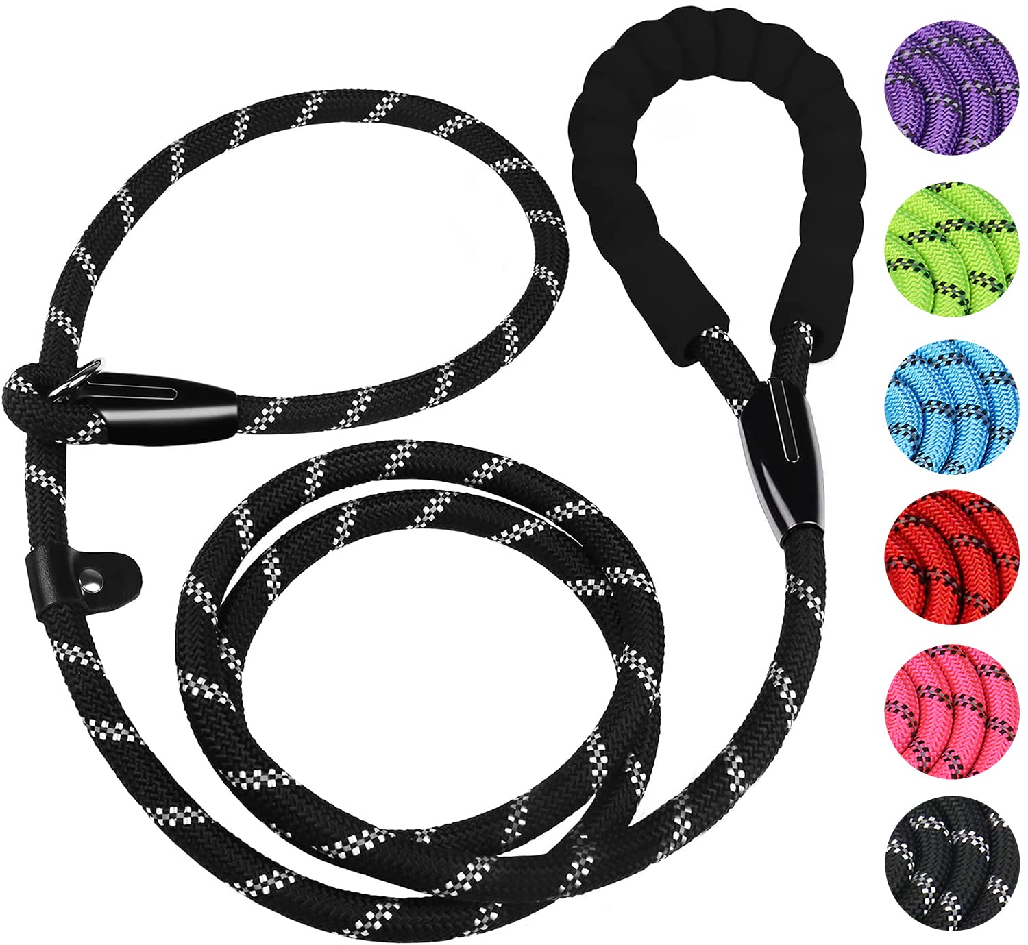 Booeudi Dog Leash, 5 Ft Heavy Duty Dog Leashes, Durable Premium Quality Strong Training Rope Slip Leash With Comfortable Padded 