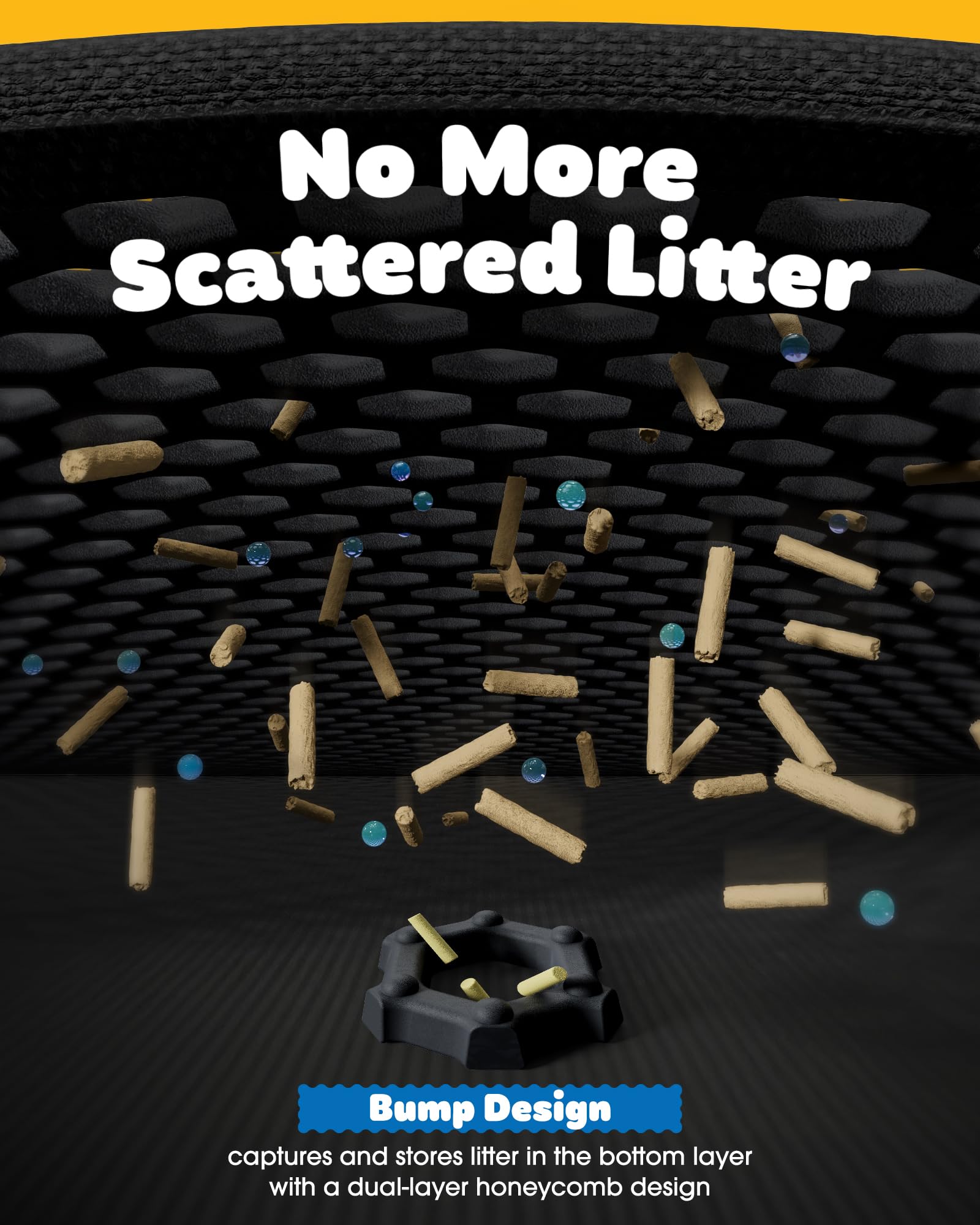 Cat Litter Mat - 23.2'' X 29.1'' Large Litter Trapping Mat, Easy To Clean Litter Box Mat, Waterproof, Urine-Proof, Non-Slip Kitty Litter Mats For Floor, Black