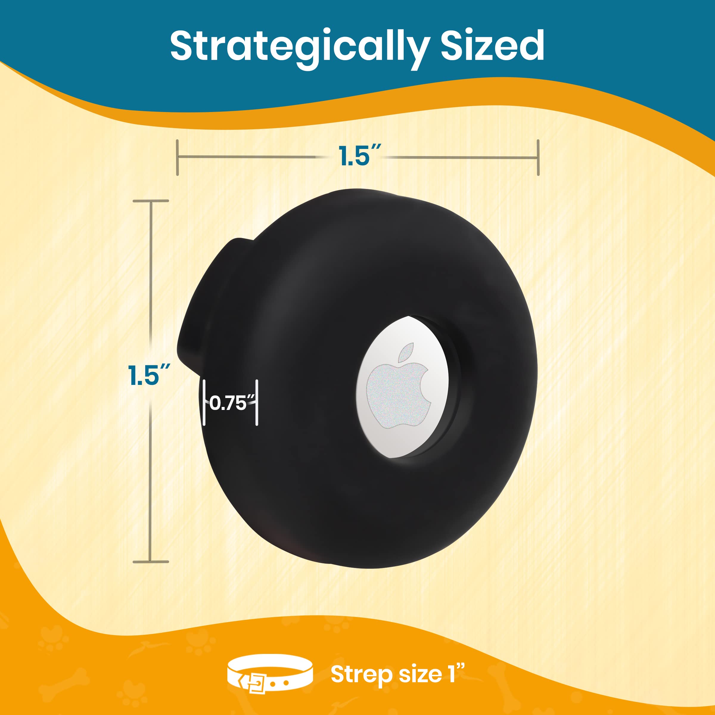 Pawbee Airtag Dog Collar Holder - 2 Pack Round Apple Air Tag Dog Collar Holder - Soft Silicone Dog Airtag Holder, Air Tag Pet Co