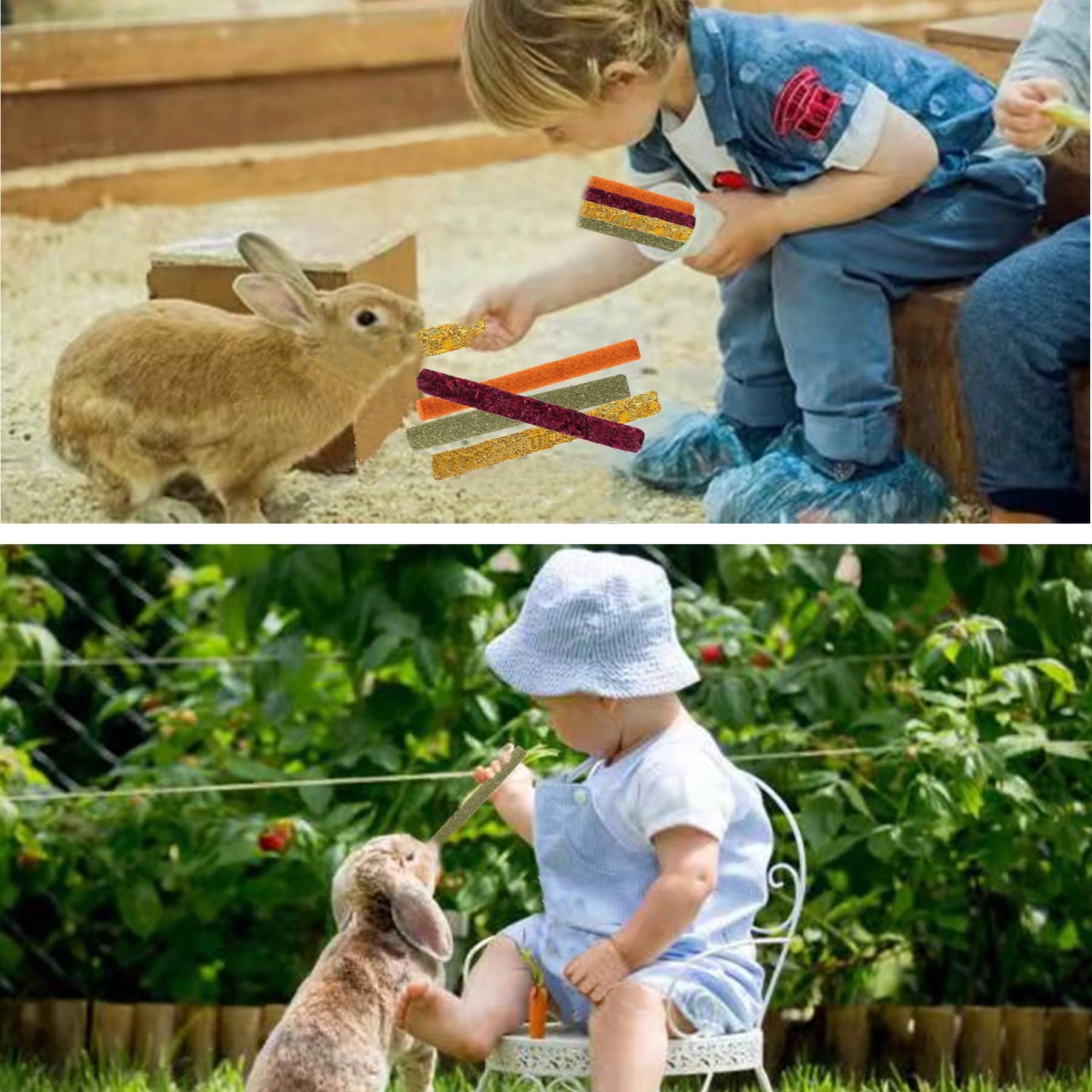 Grembeb Rabbit Toys,Timothy Hay Stick For Guinea Pig Toy Bunny Chew Toys For Teeth Grinding Hamster Alfalfa Bite Treat Rabbit Mo