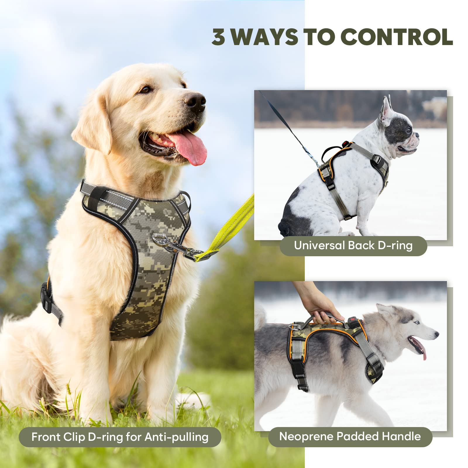 Light Up Dog Harness No Pull Led Dog Harness With Soft Handle Rechargeable Lighted Dog Harness For Large Dogs(Reflective,Adjusta