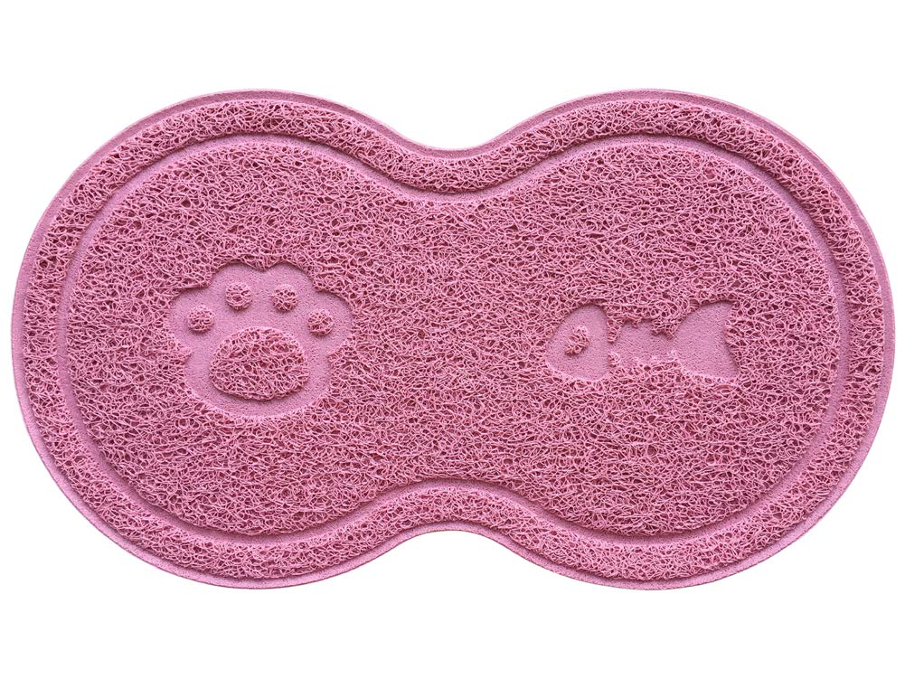 8-Shaped Small Cat Litter Box Debris Catcher Mat,18X10 Inches (Oldrose)