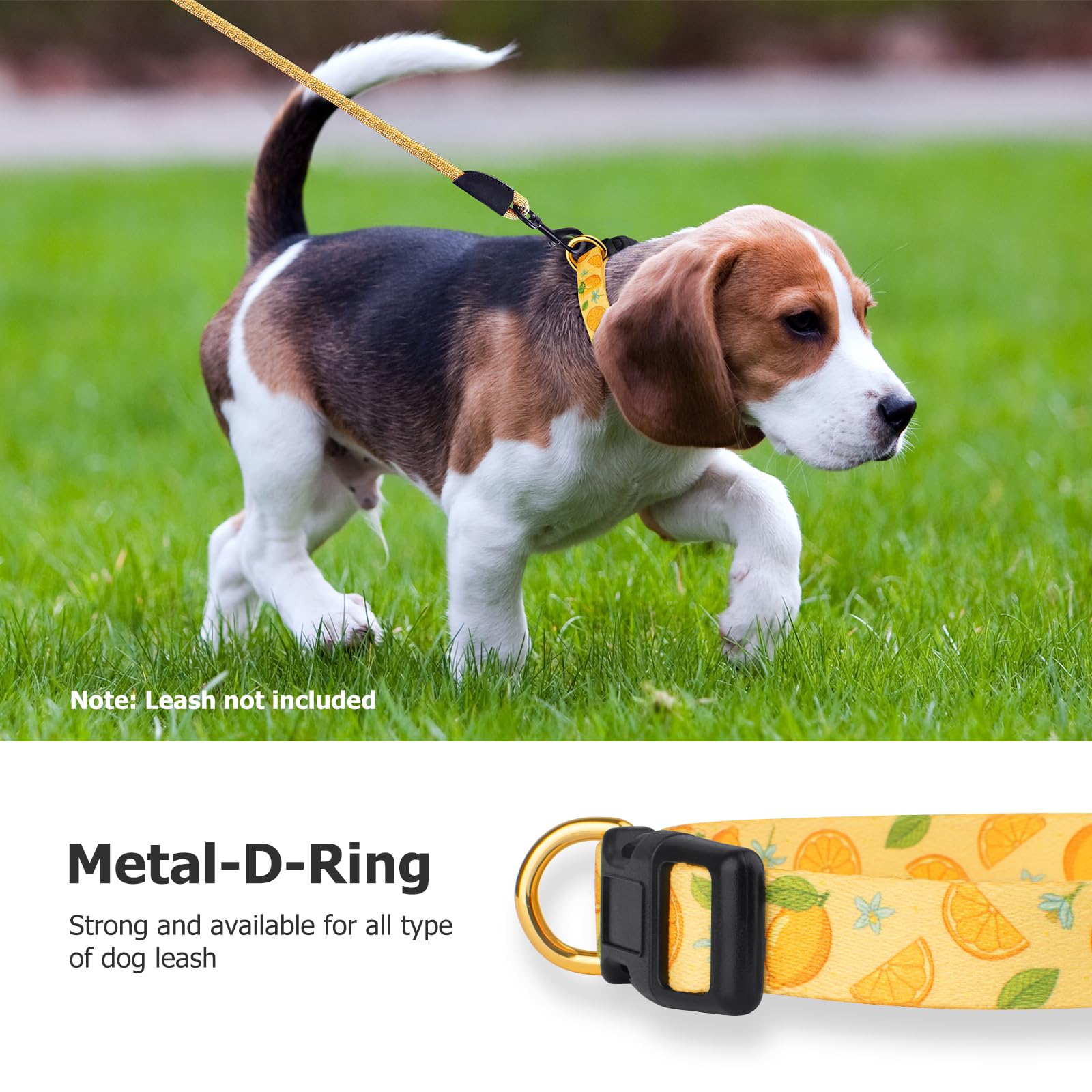 Handmade Dog Collar for Small Medium Large Dogs,Yellow Lemon with Pendant Fall and Winter Fashions Dog Collar,Ideal for Girl Dog